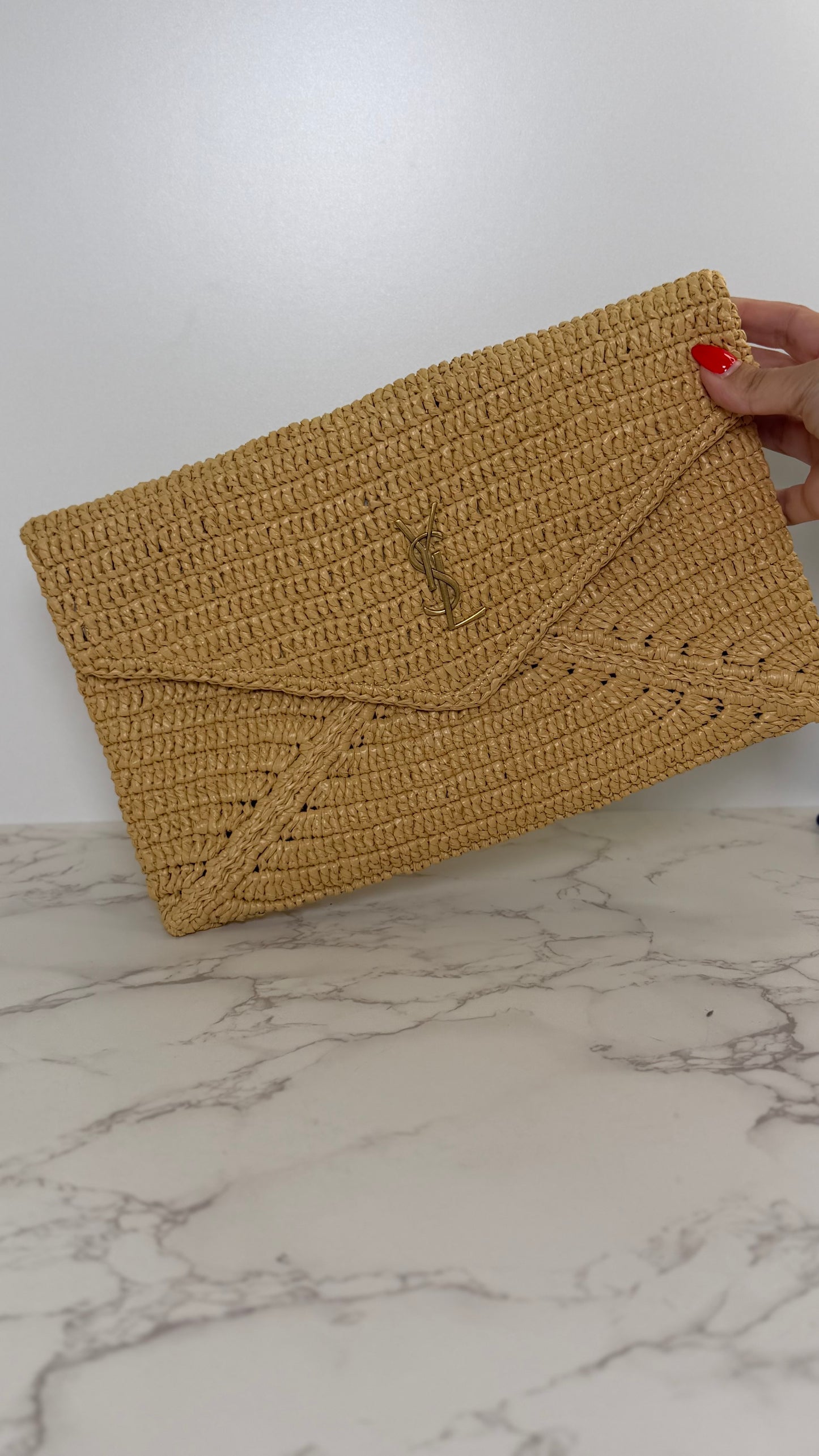 YSL Raffia Envelope Clutch