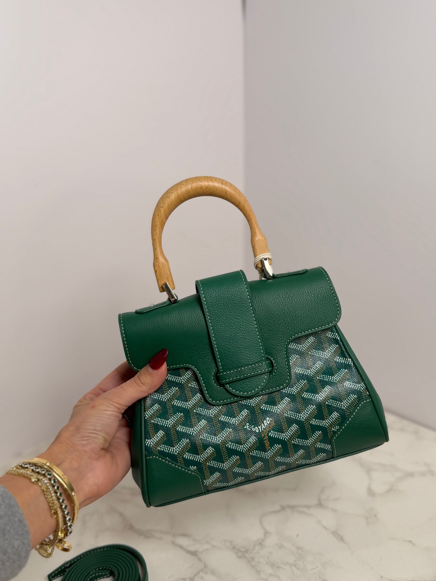 Goyard wood top handle