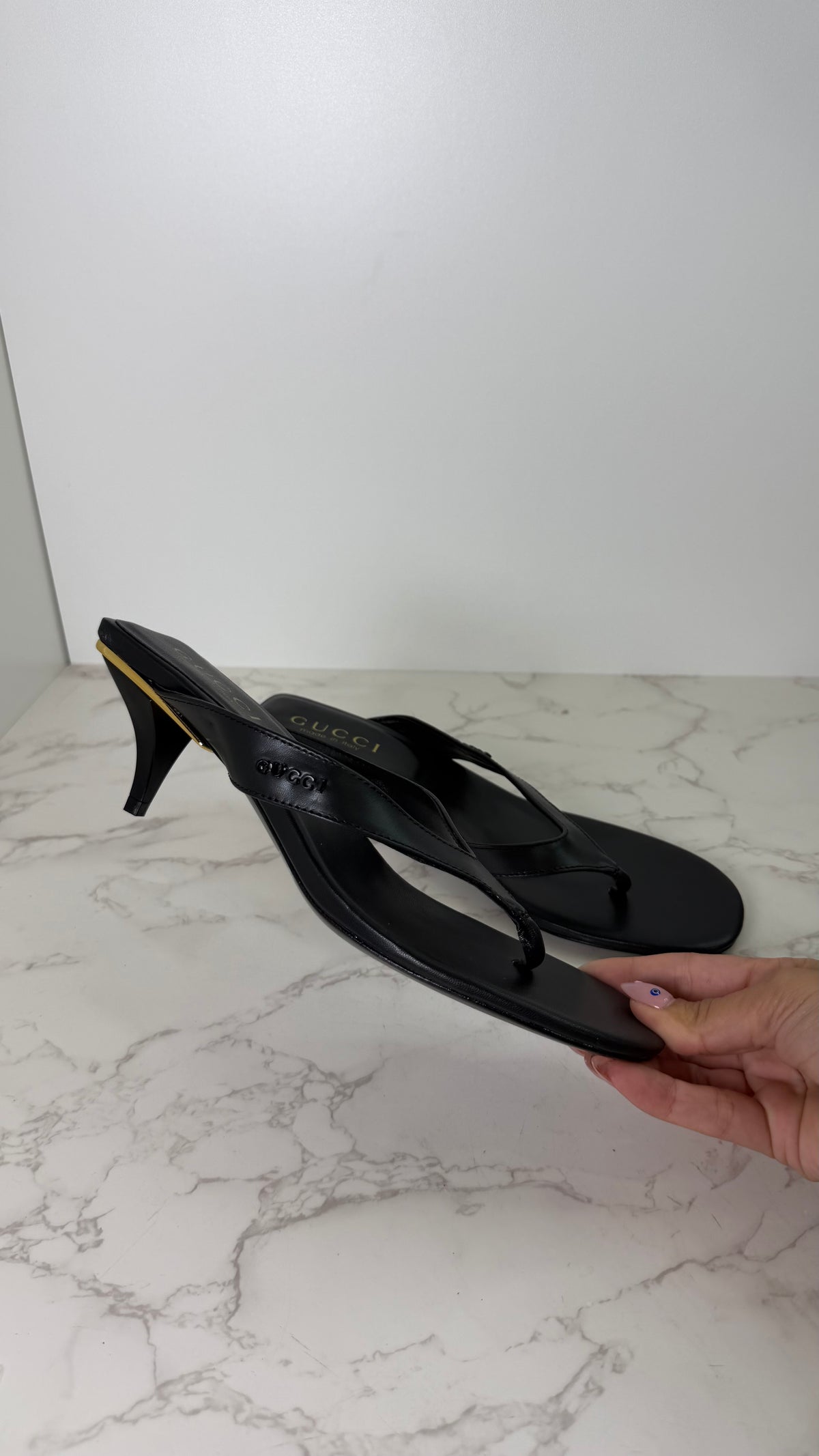 GG LEATHER FLIP FLOP HEEL