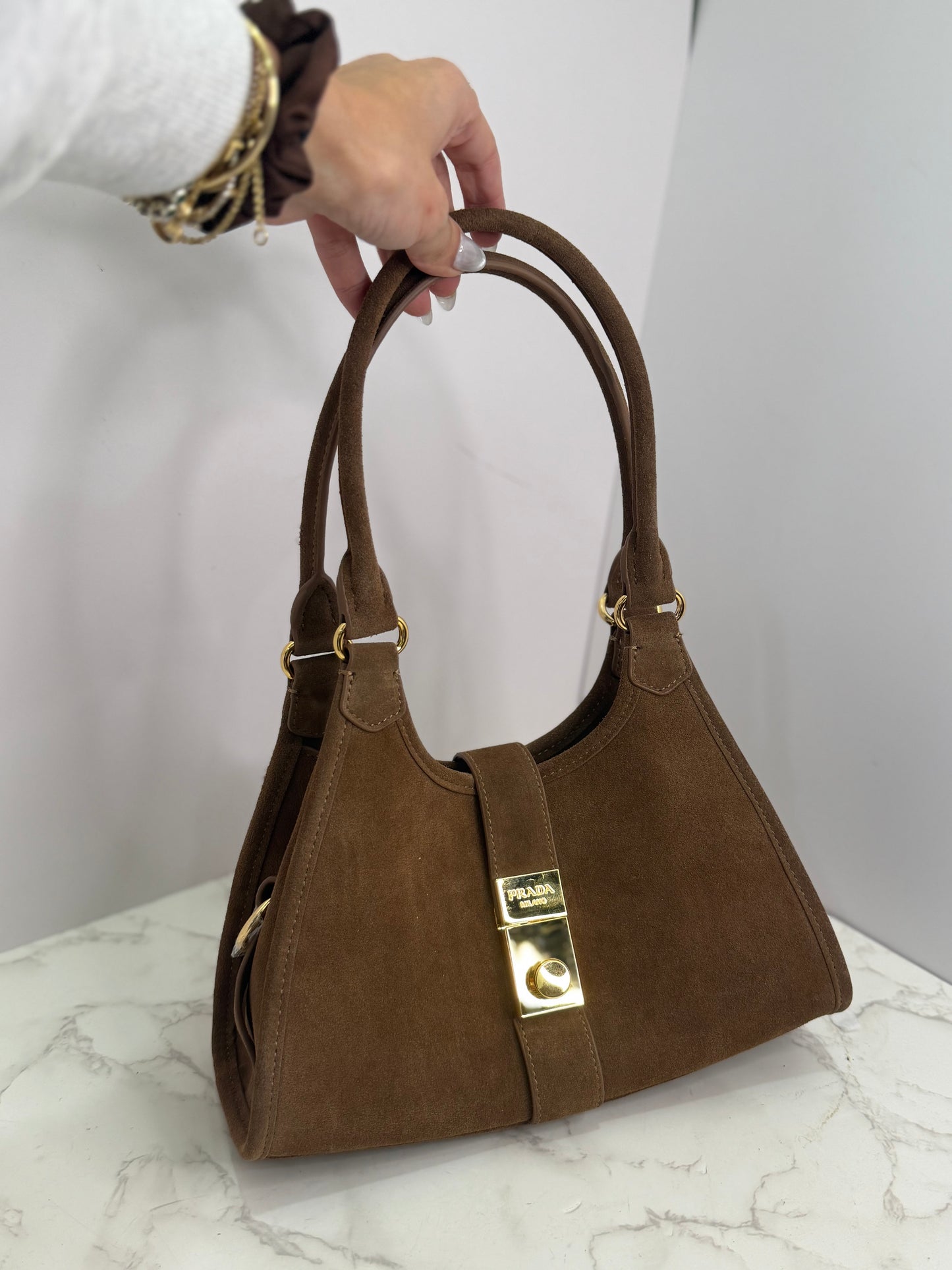Prada suede handle