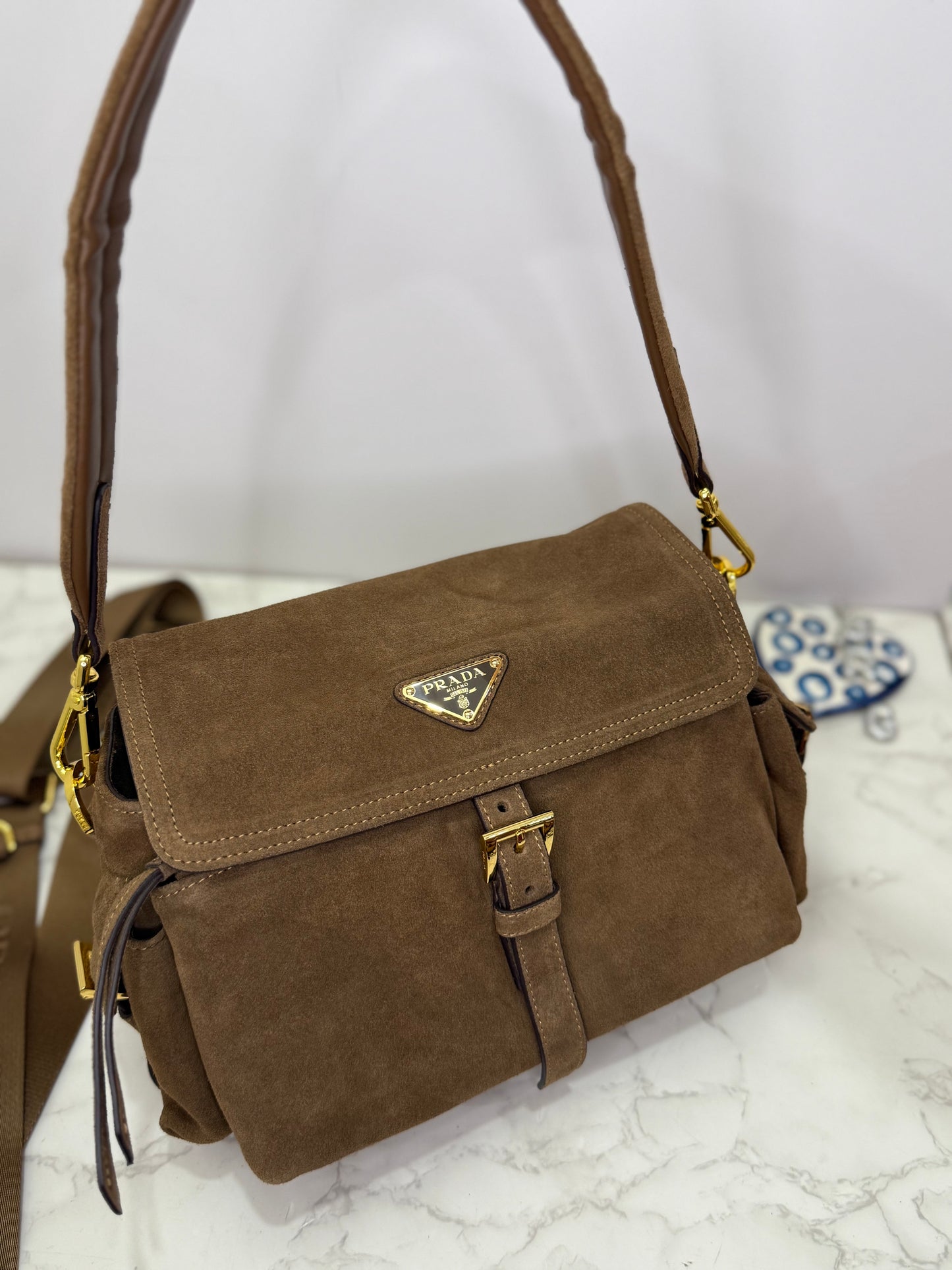 Suede Prada crossbody shoulder