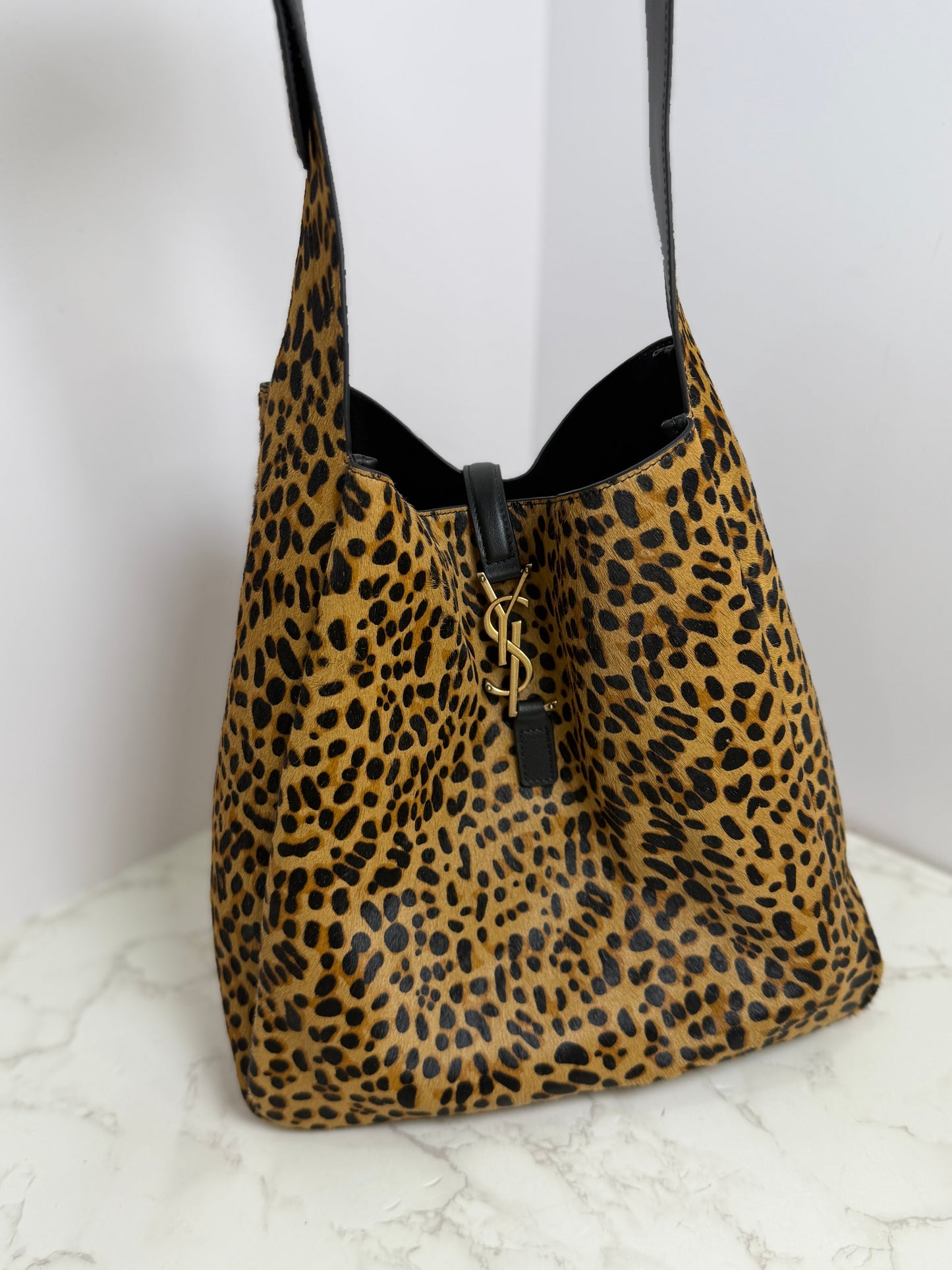Pony hair ysl leopard tote