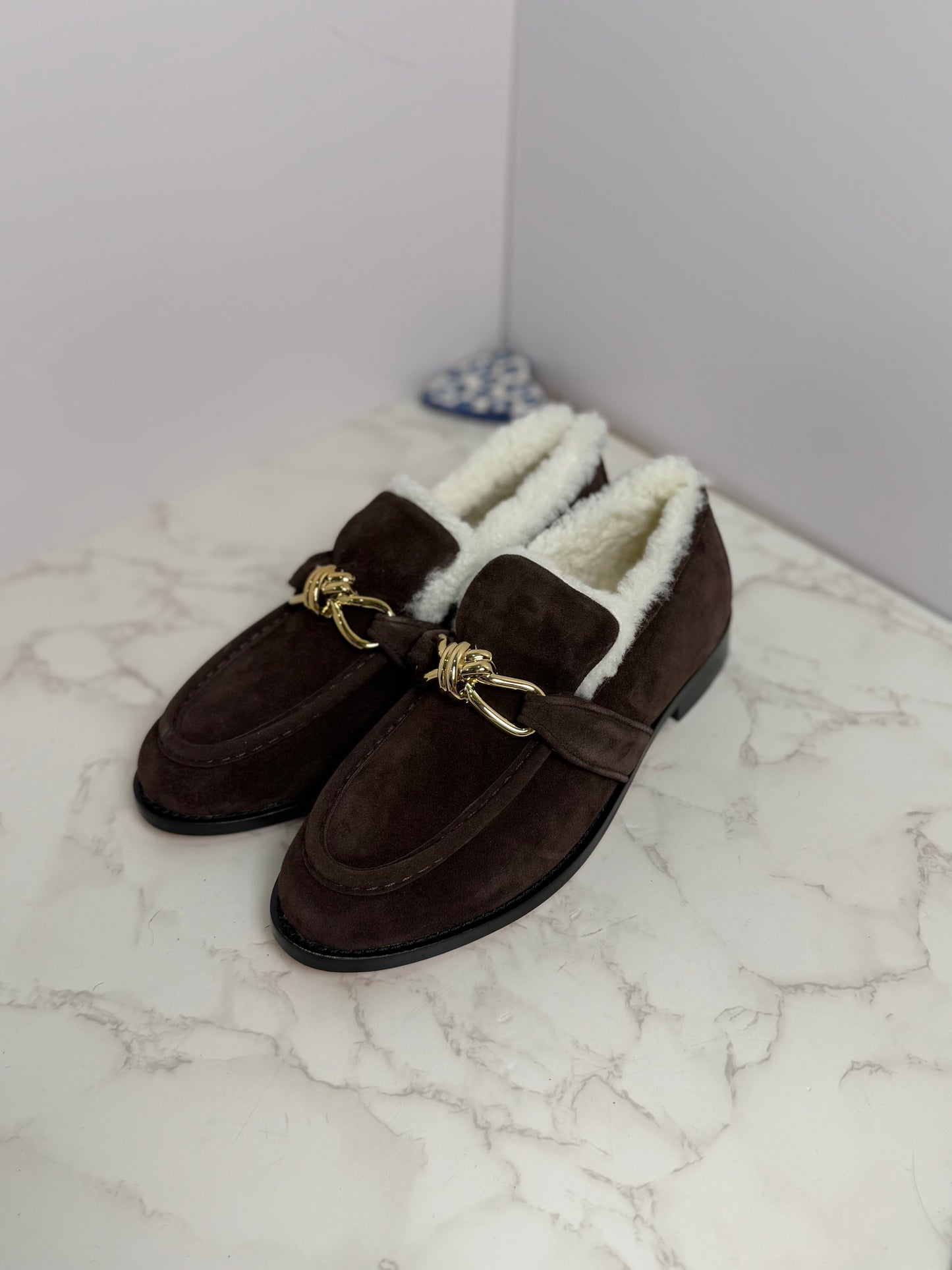 BV sherpa suede loafers