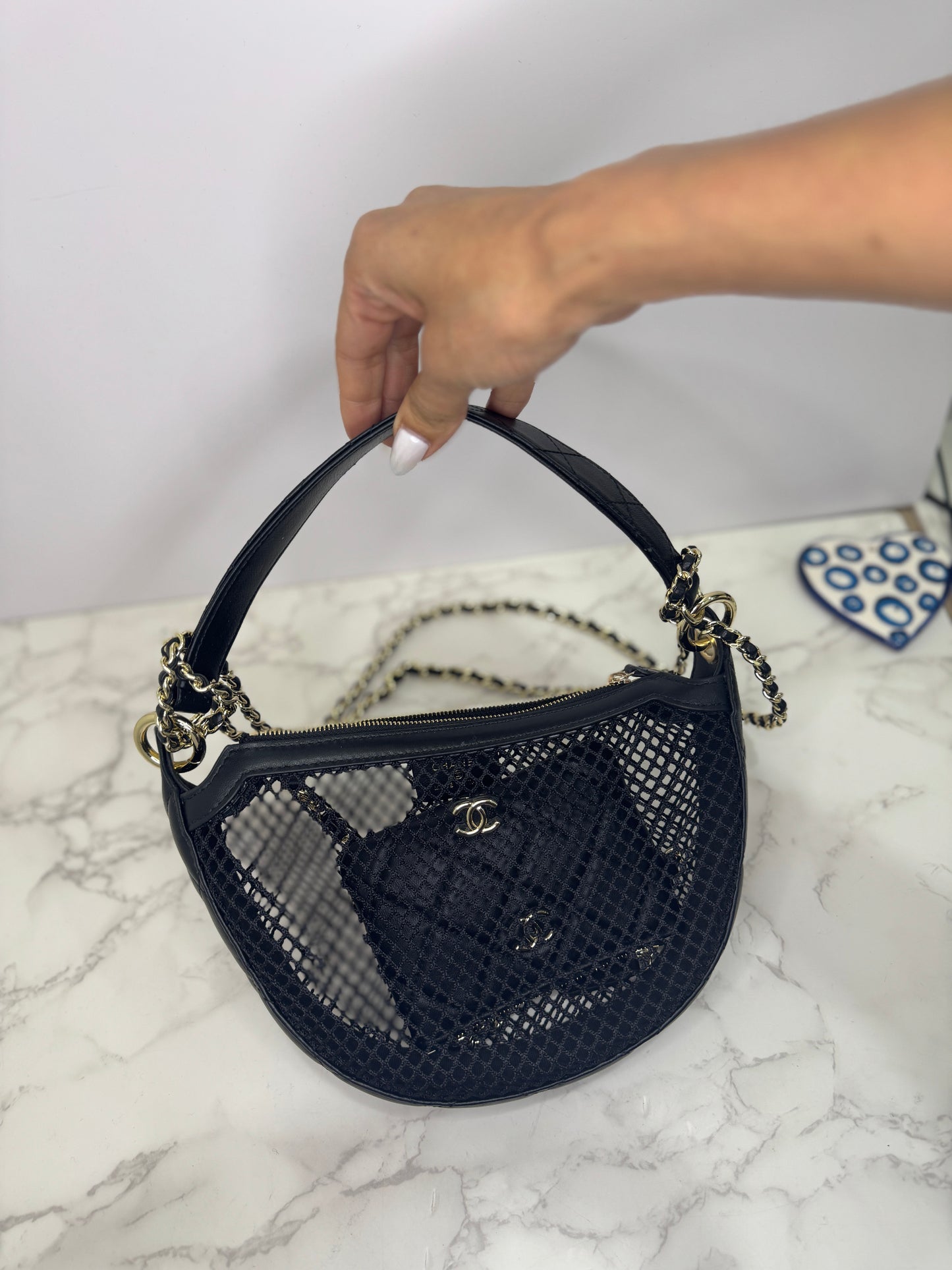 Chanel fishnet mesh bag