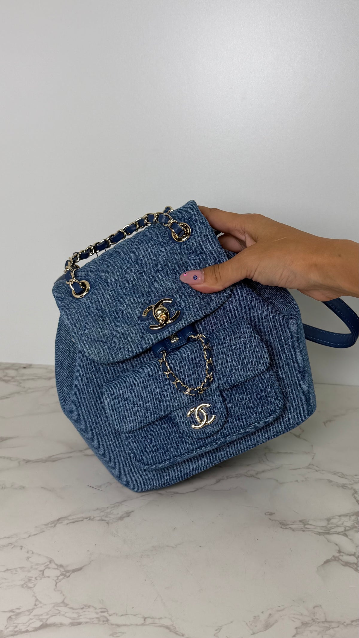 CC denim backpack
