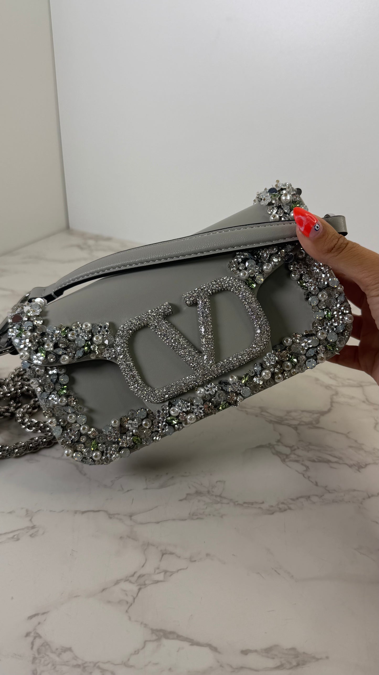 V embellished bag