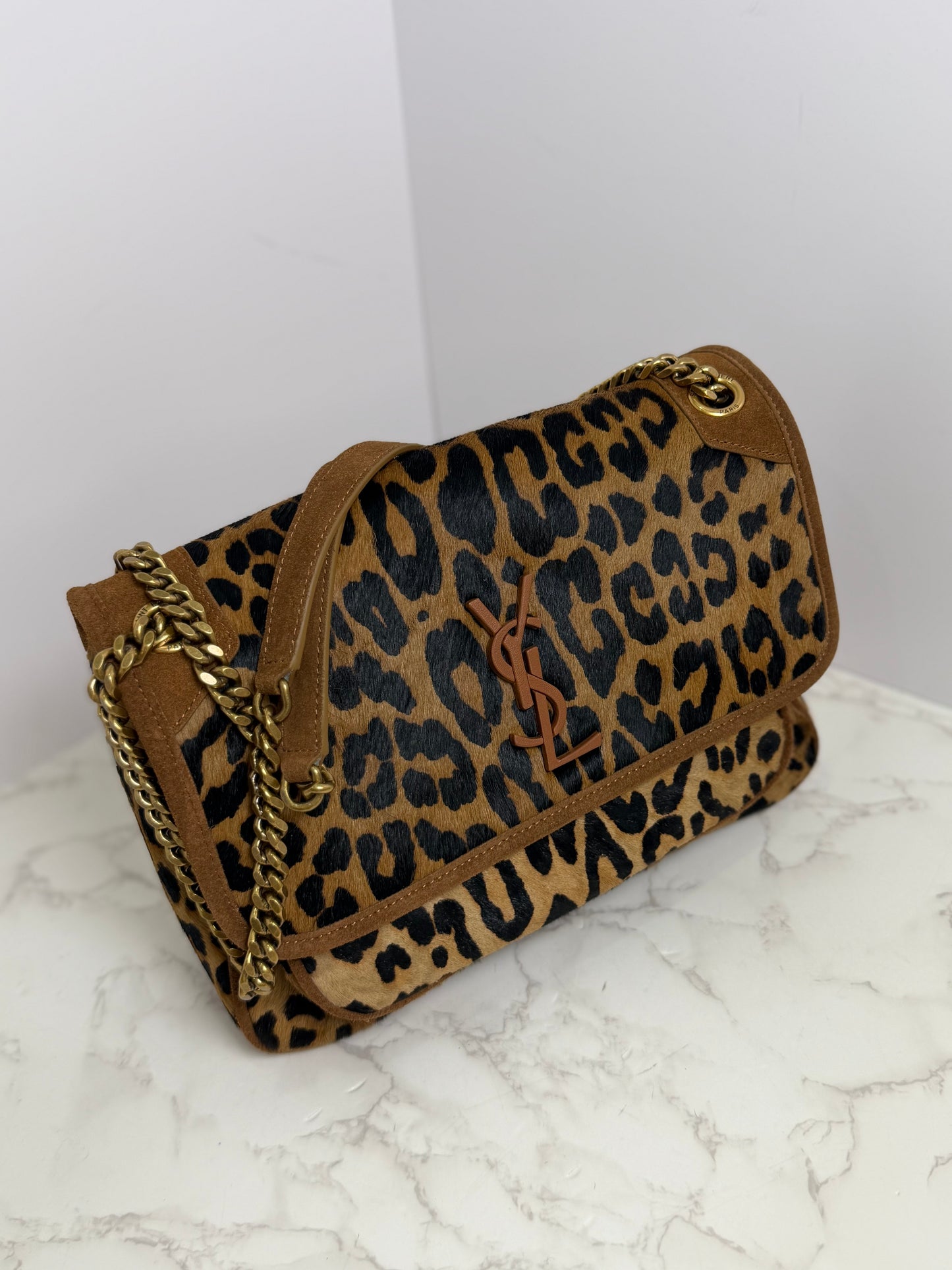 Leopard pony hair Niki ysl bag