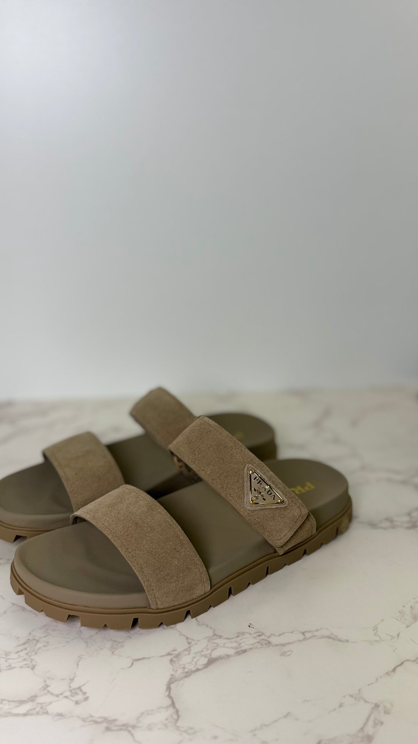 Prada dad sandal suede