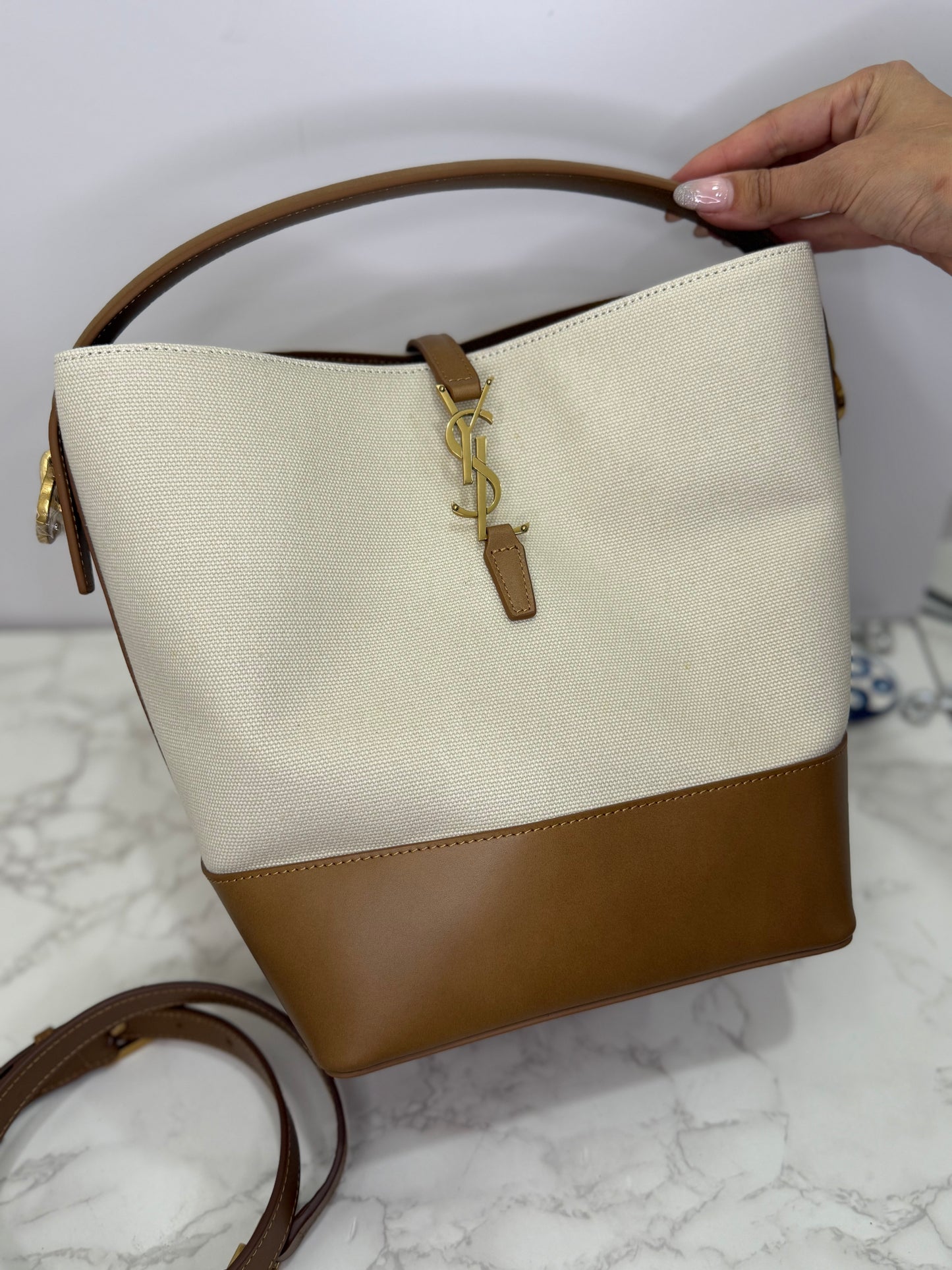 Ysl canvas bucket