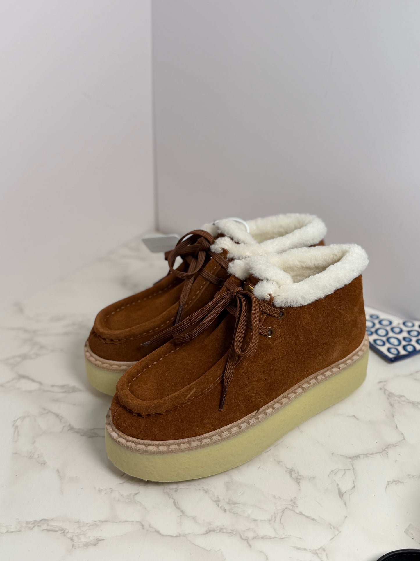 Prada sherpa suede boot