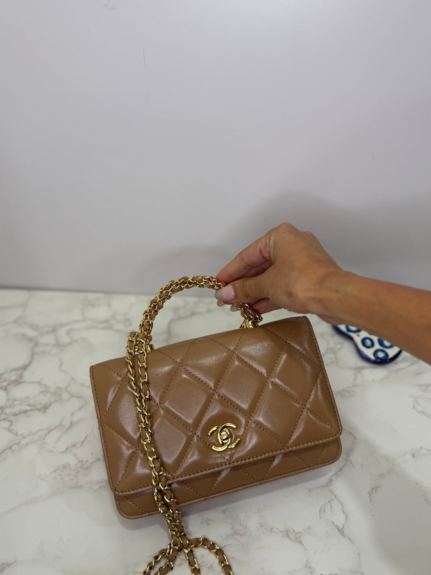 Braided handle cc wallet top handle
