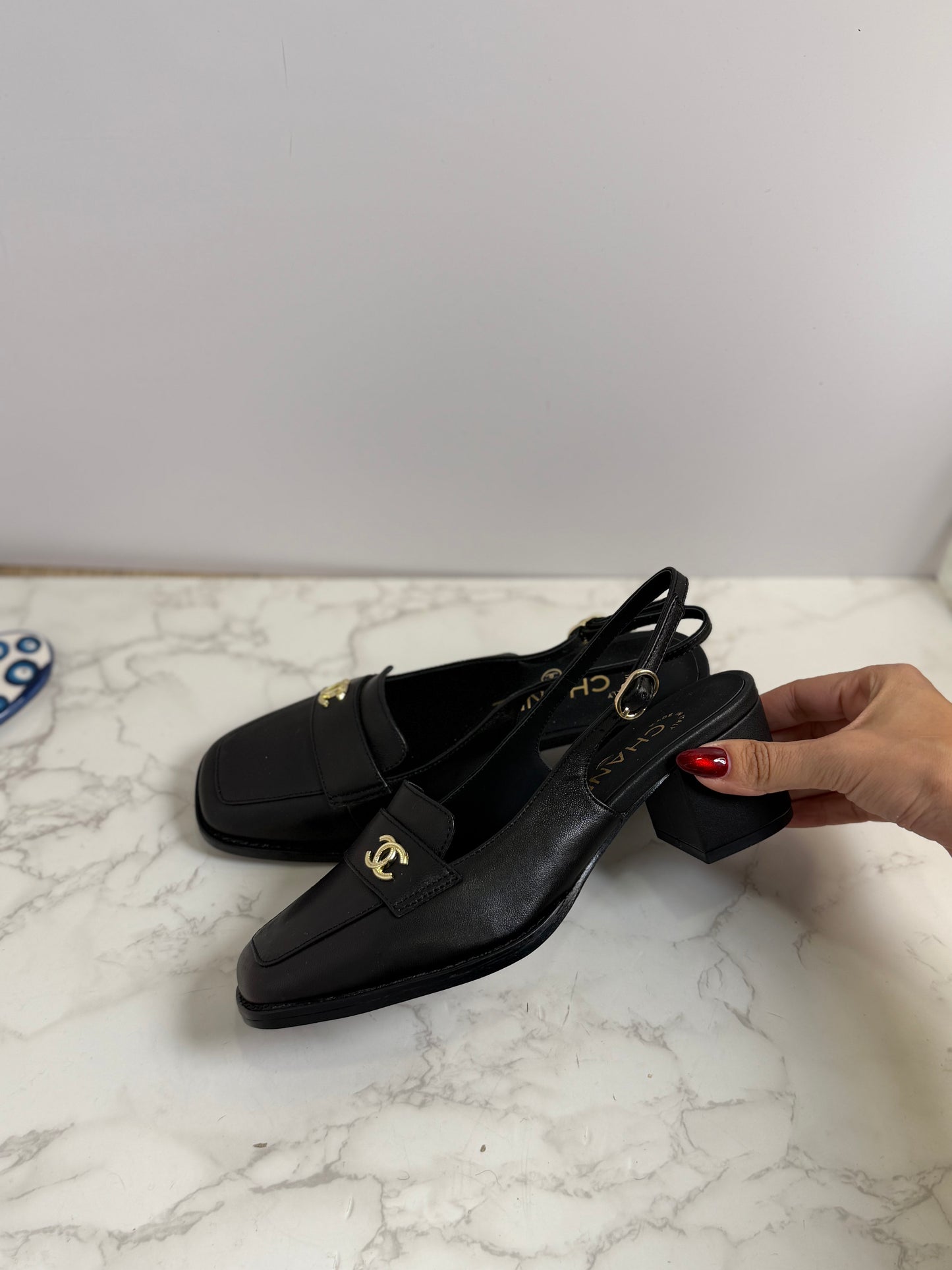 Cc block slingbacks