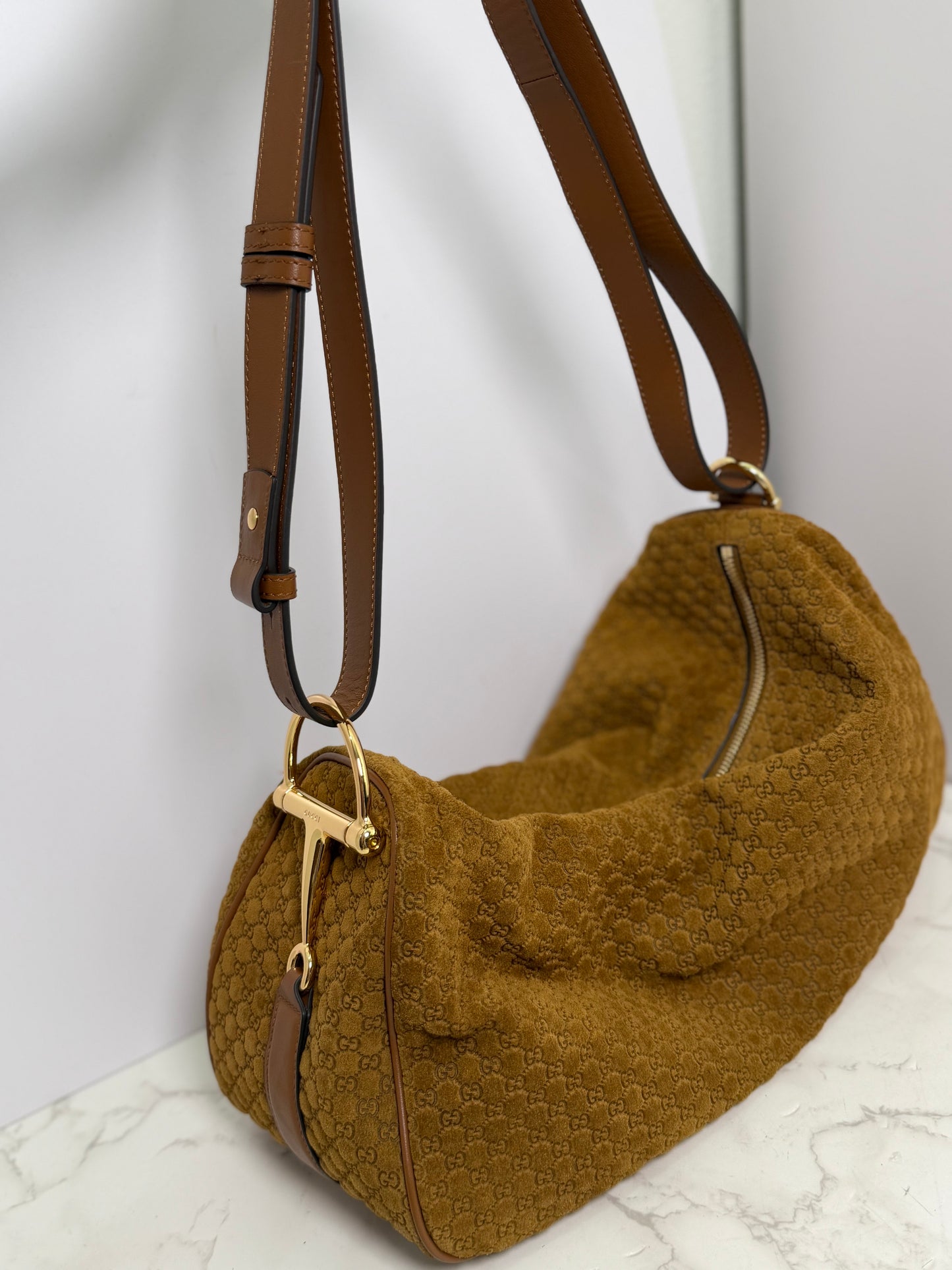 Gg suede pouch
