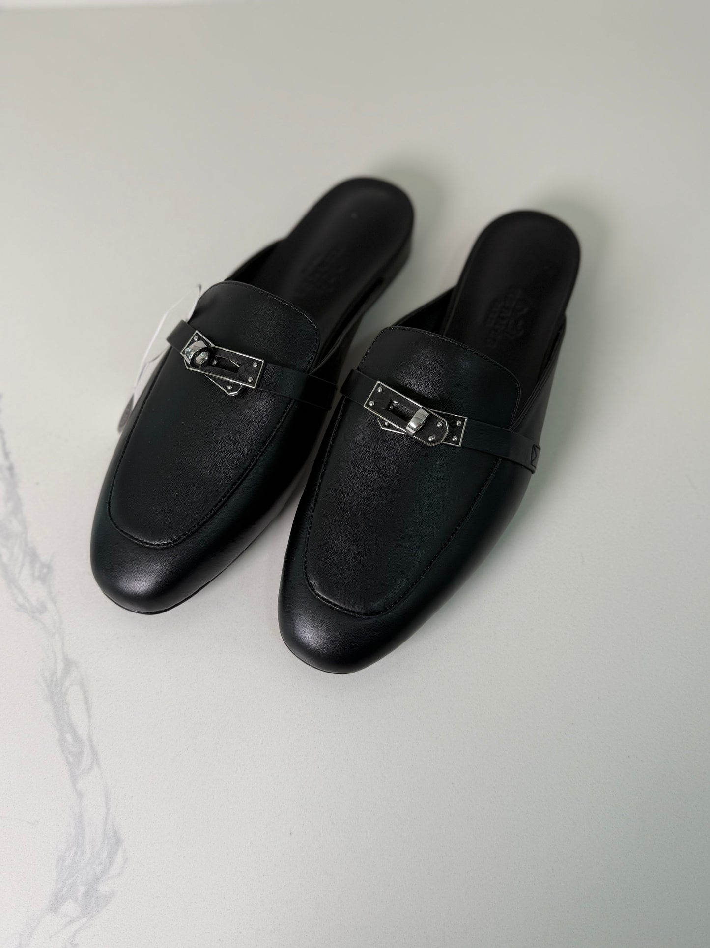 H kelly buckle mules
