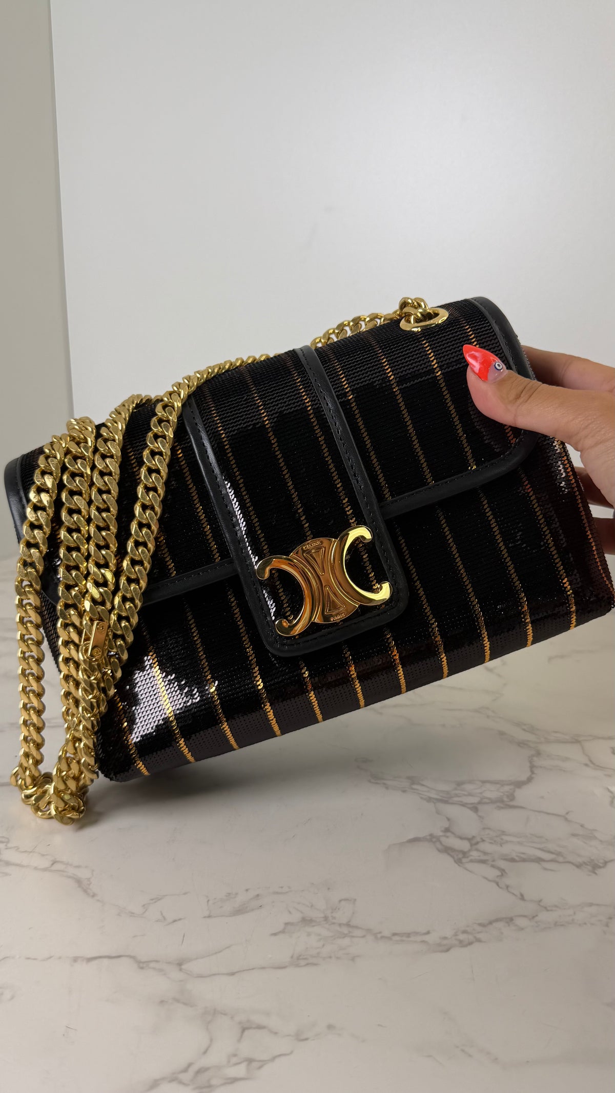 CELINE SEQUIN FLAP