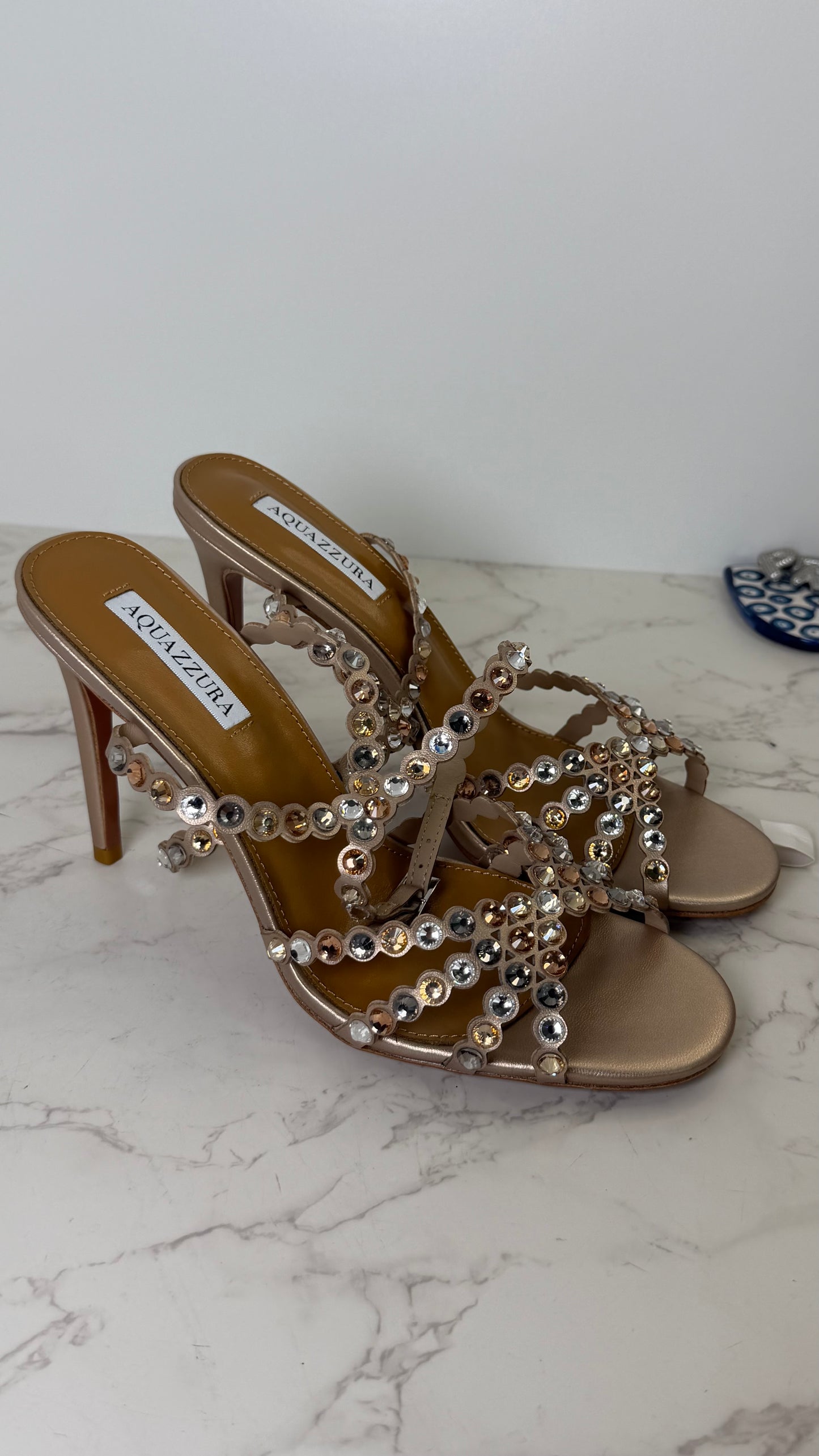 Aqua rhinestone heel