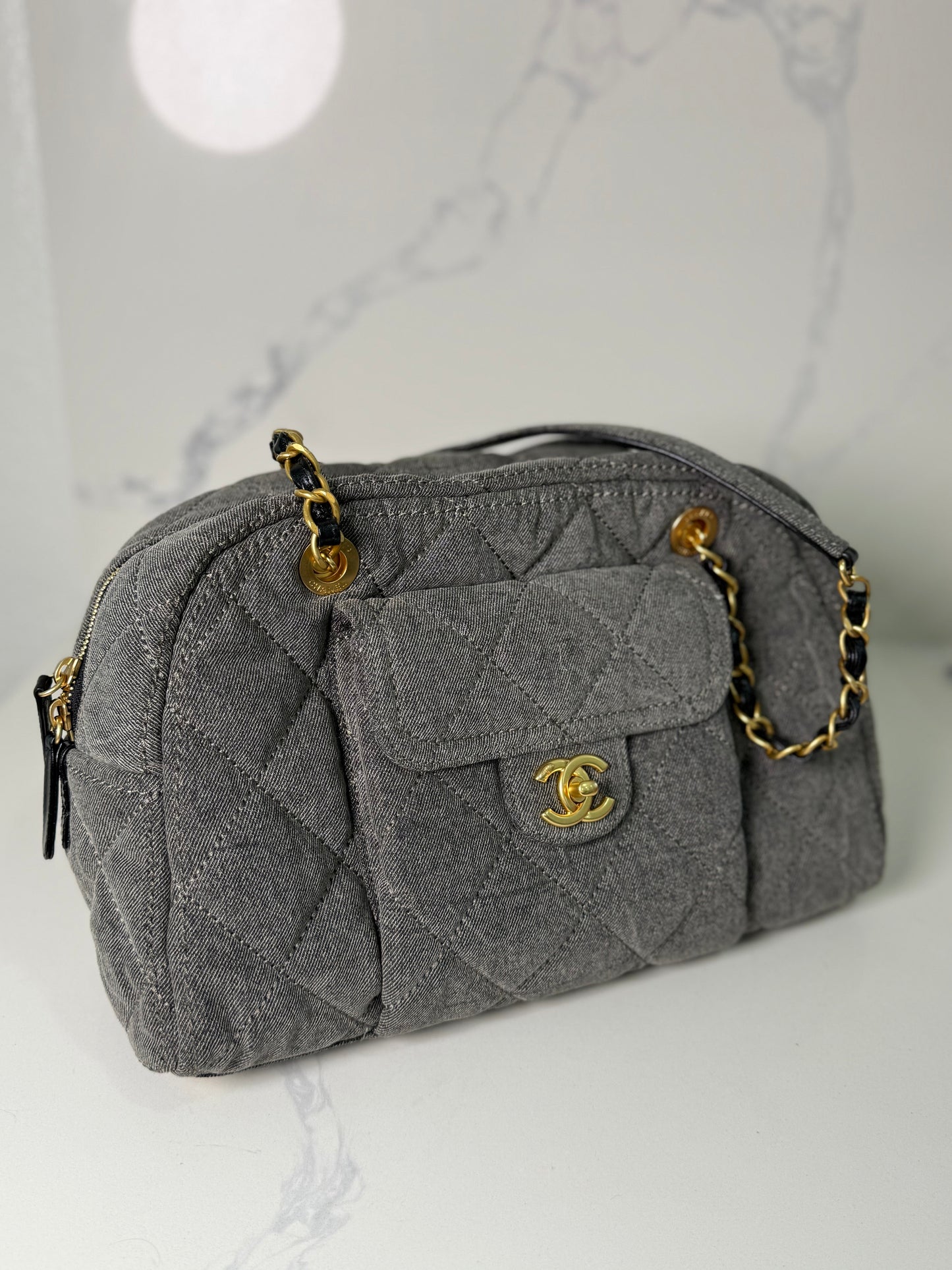 Cc denim bowling bag