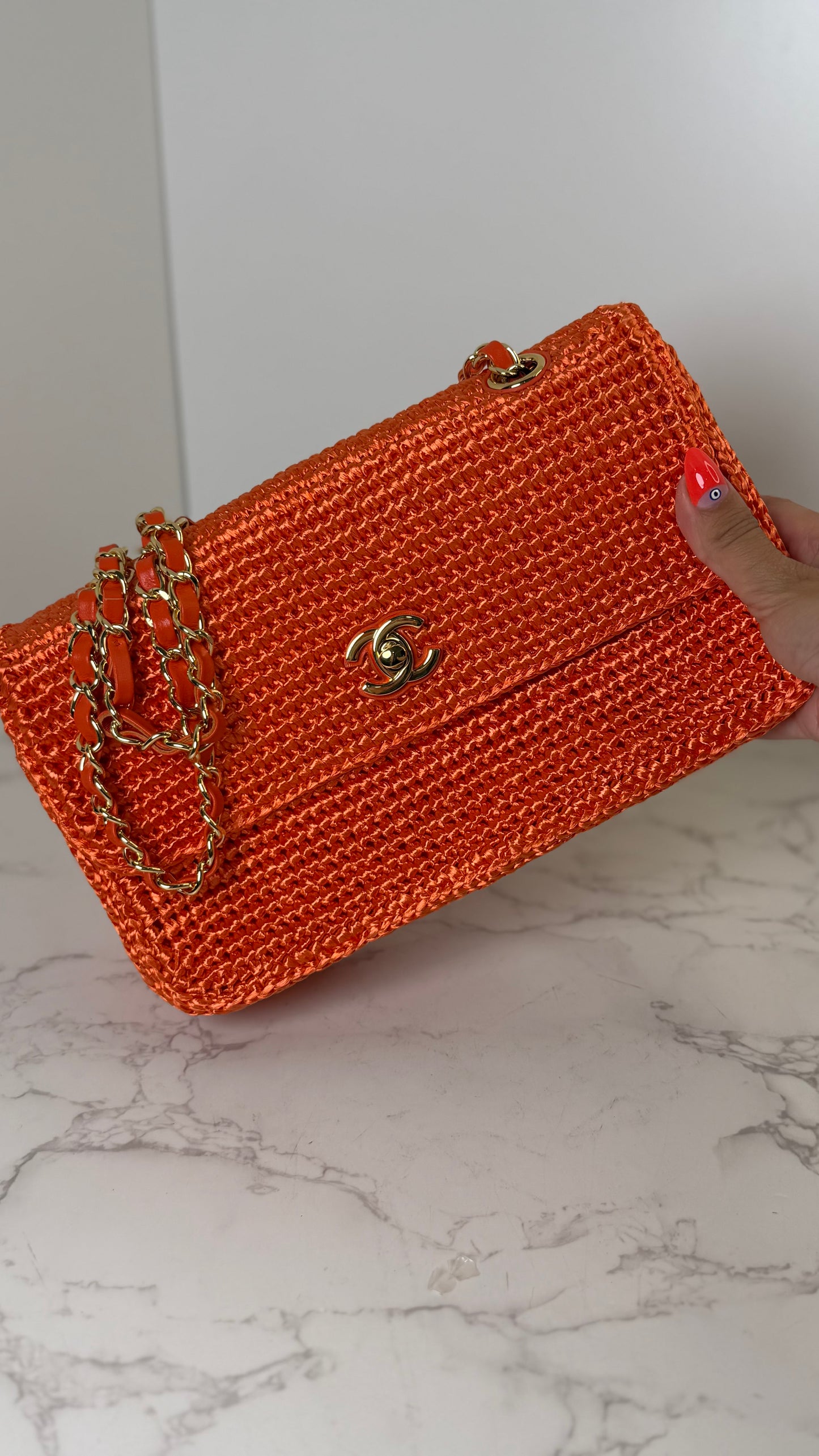 CC Raffia Orange Flap