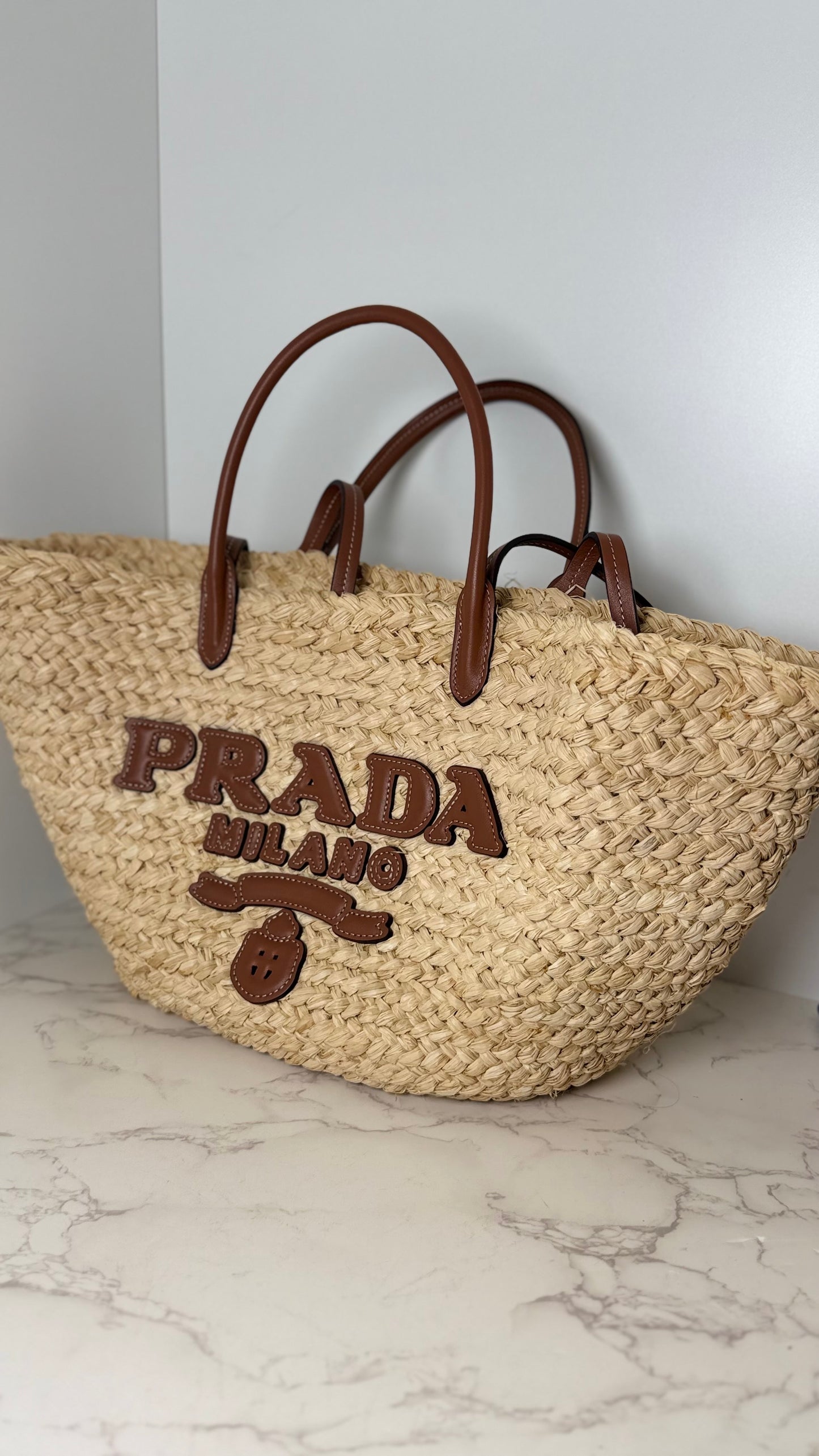 Prada Large Raffia Shopping Bag