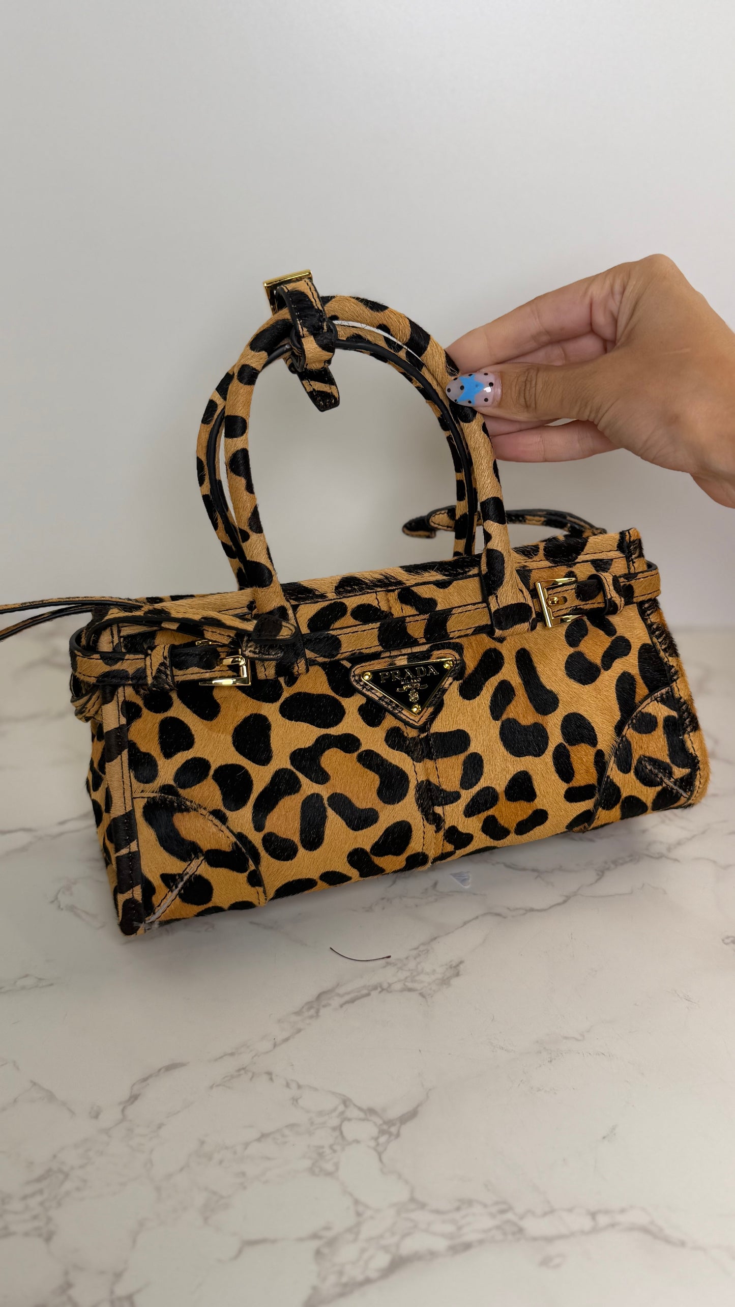 Prada leopard pony hair shoulder