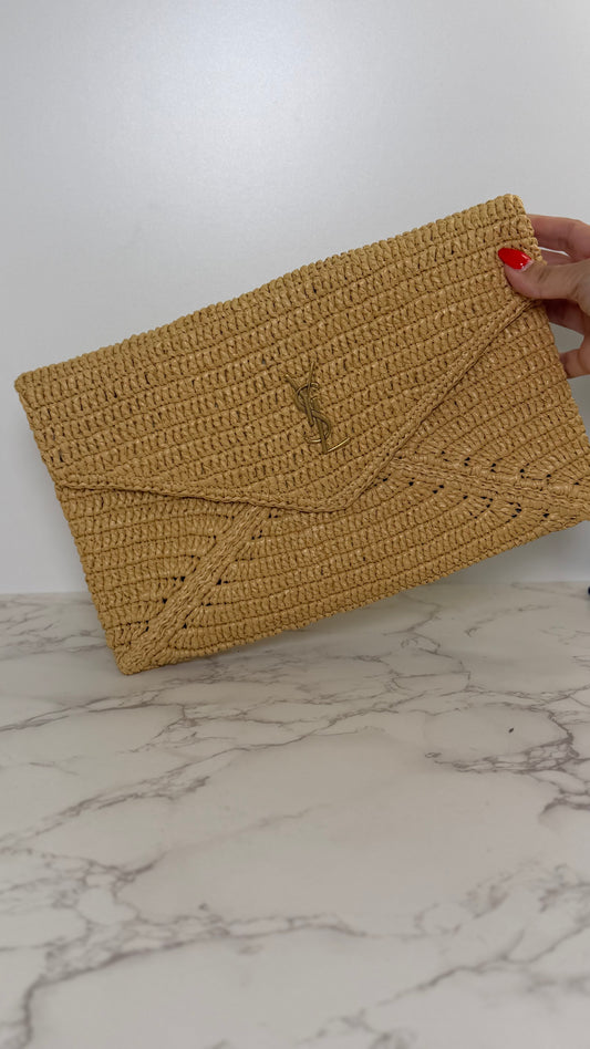 YSL Raffia Envelope Clutch