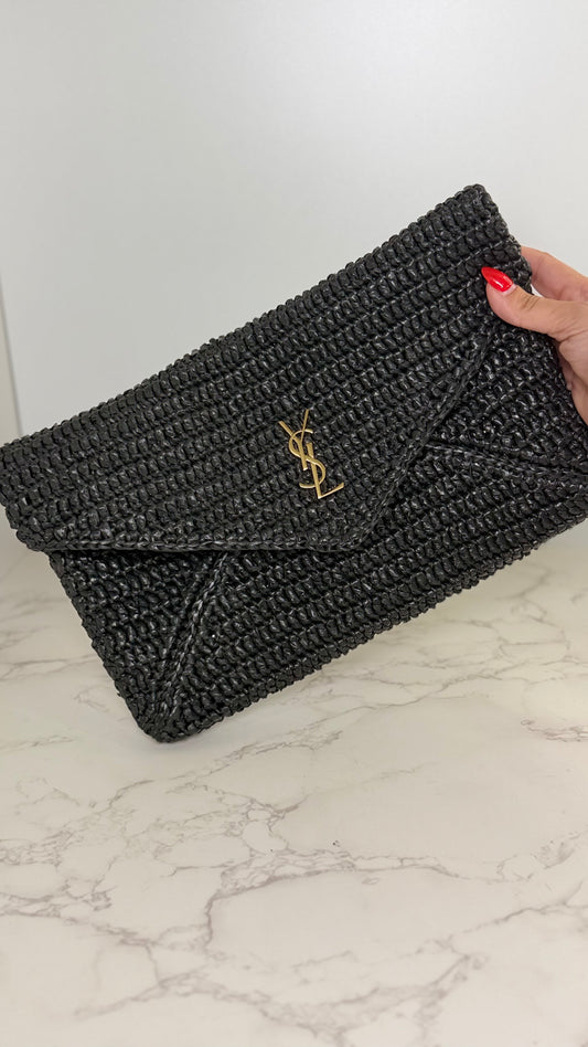 YSL Raffia Envelope Clutch