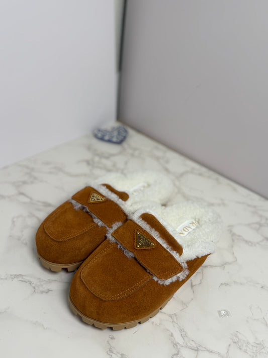 Prada sherpa mules
