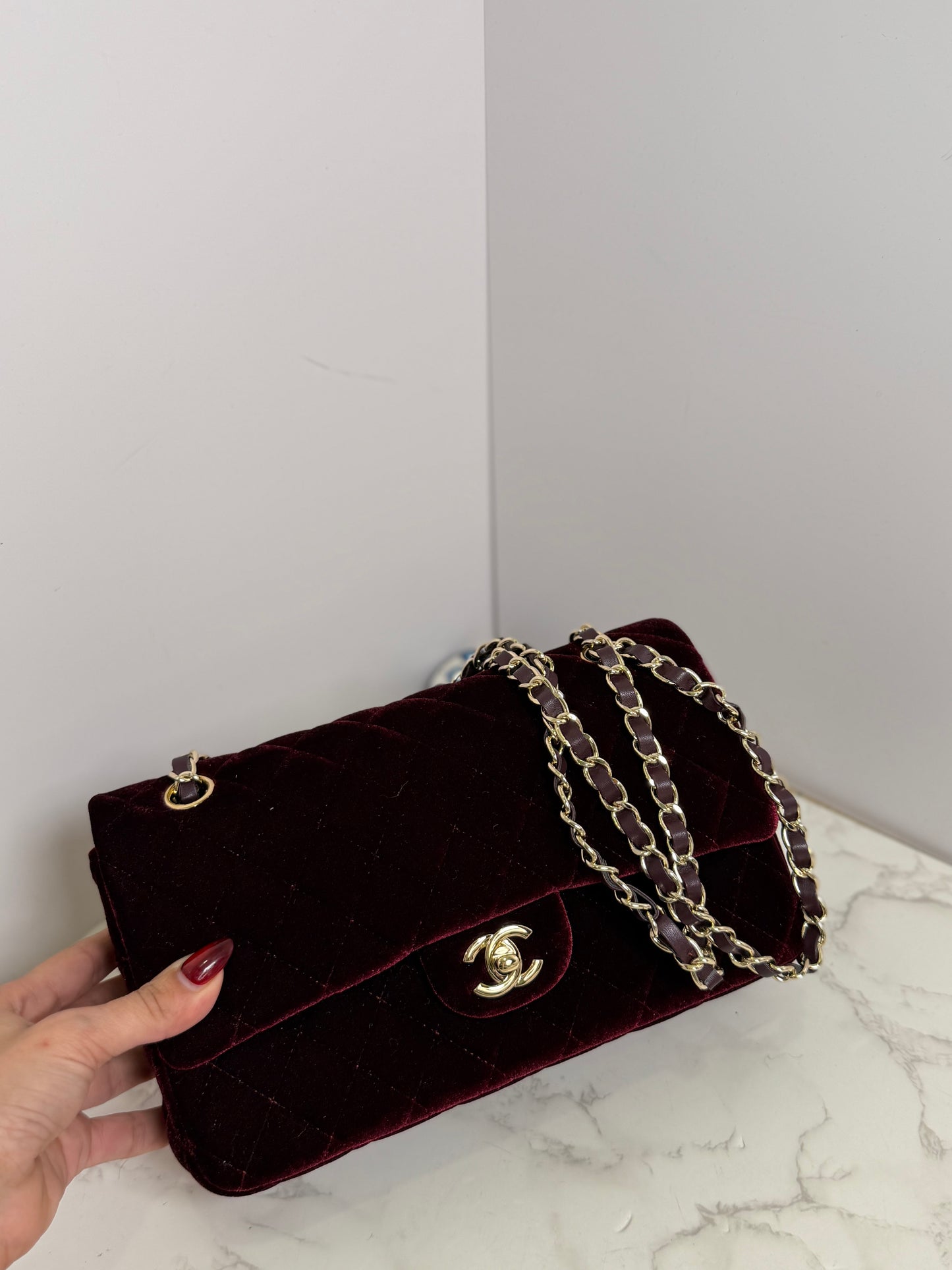 Cc velour flap bag