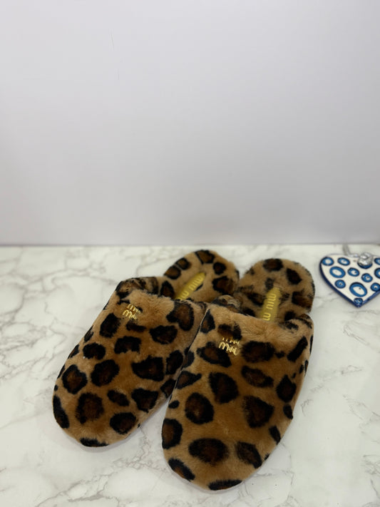 Miu miu leopard house slipper