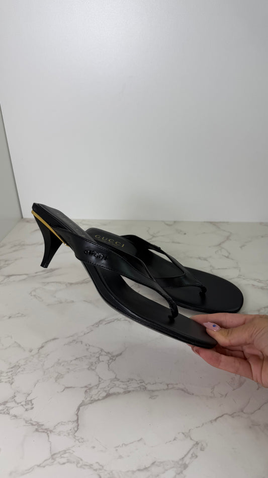 GG LEATHER FLIP FLOP HEEL