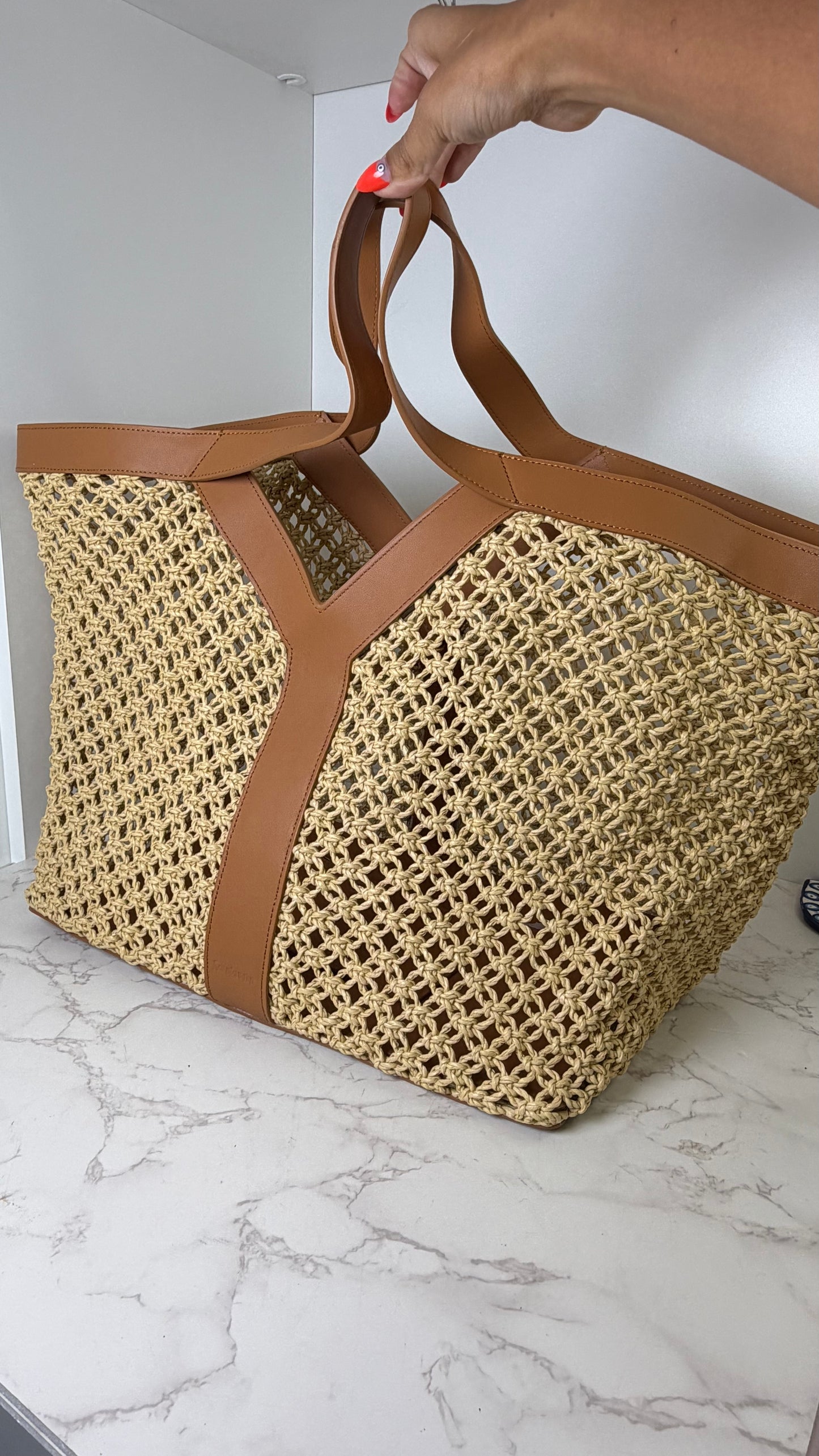 Ysl raffia tote xl