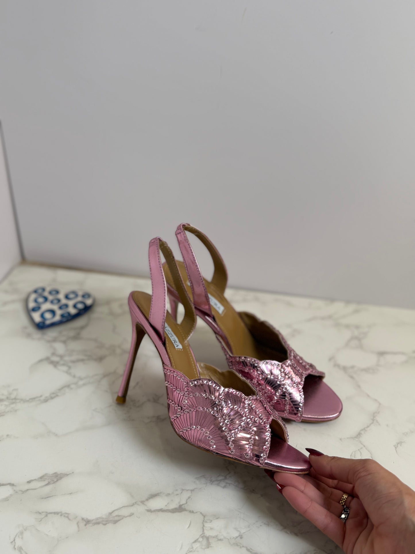 Crystal aqua heels
