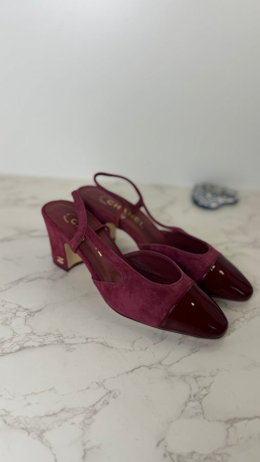 CC suede slingback heel