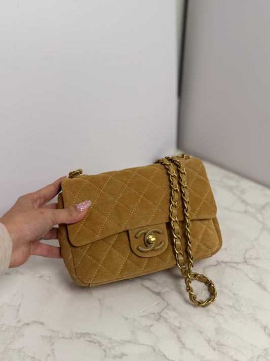Cc suede flap bag