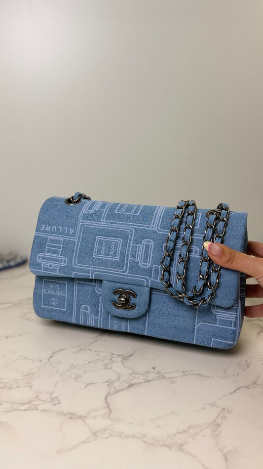 Cc denim embroidered double flap