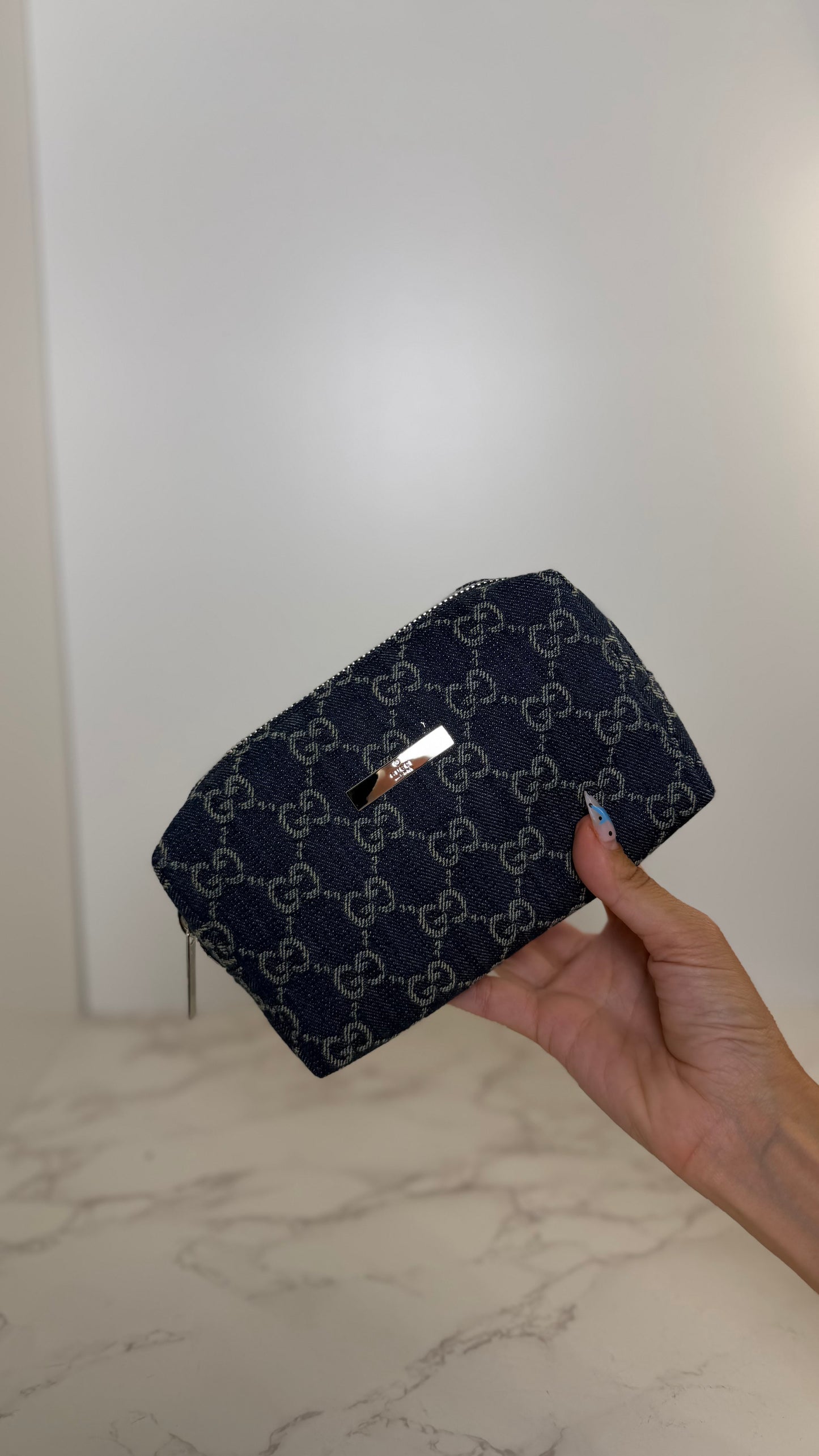 GG Denim Cosmetic Case