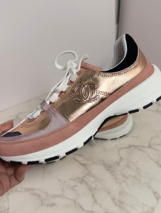 Cc rose gold metallic sneakers