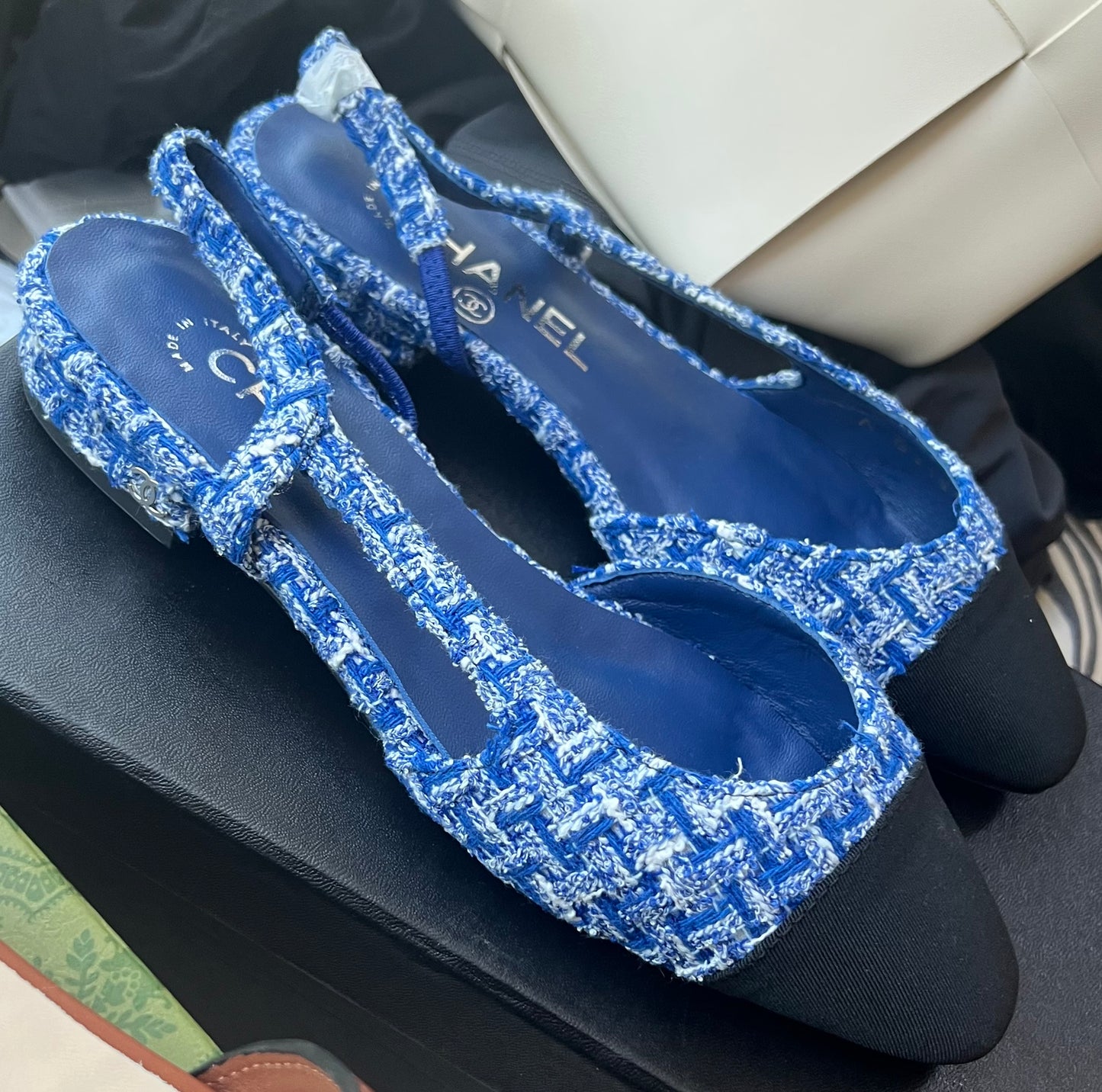 TWEED SLINGBACK FLATS