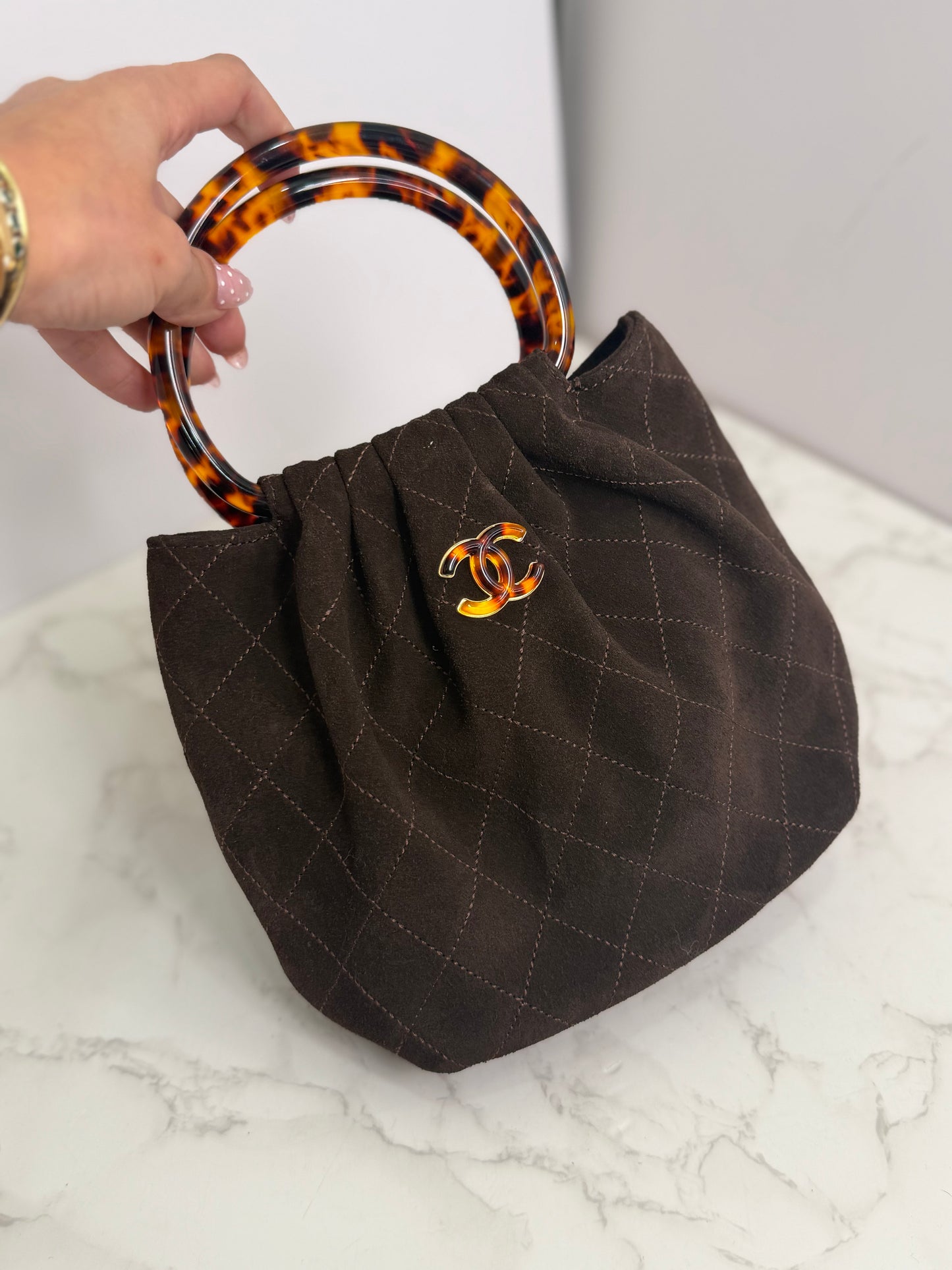 Cc suede pouch