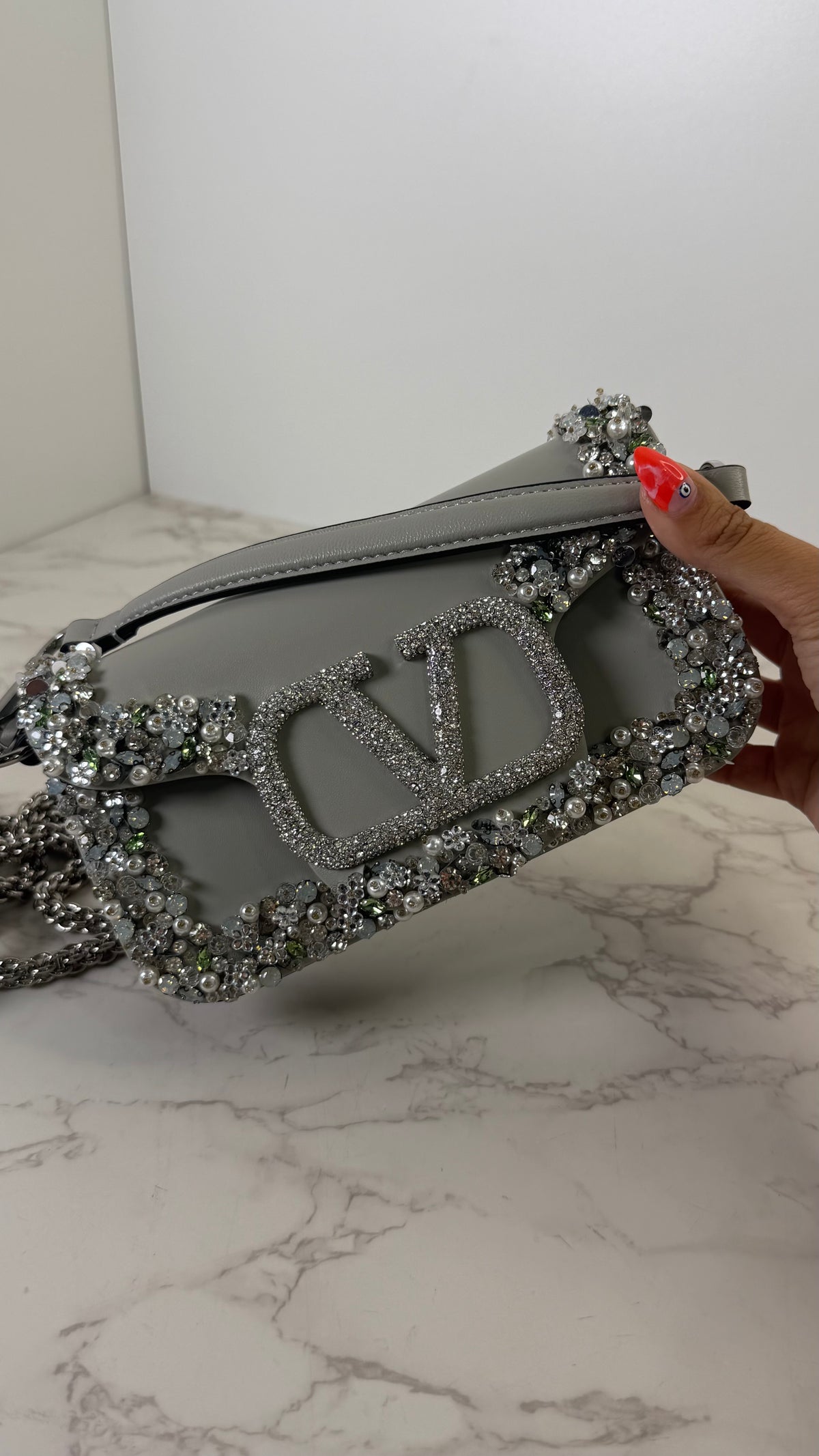 V embellished bag