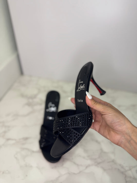 Rhinestone loub heel sandal