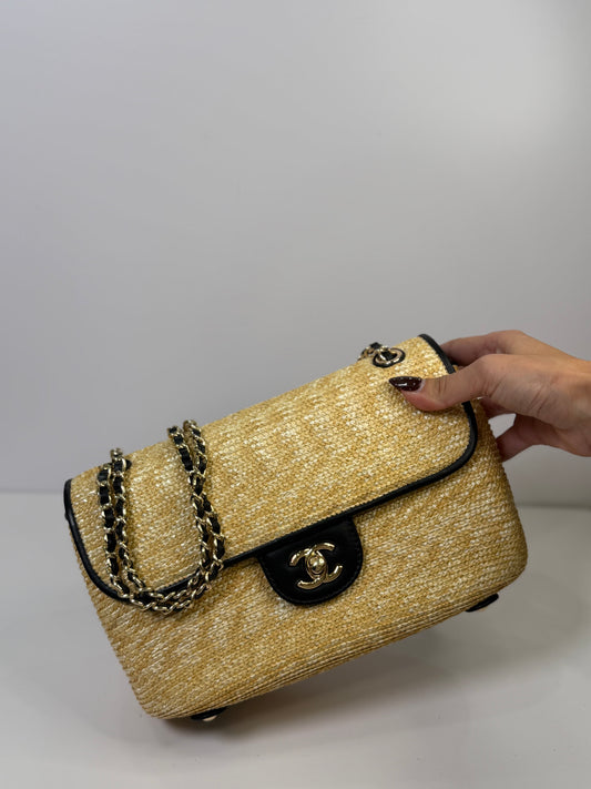 Raffia Chanel flap