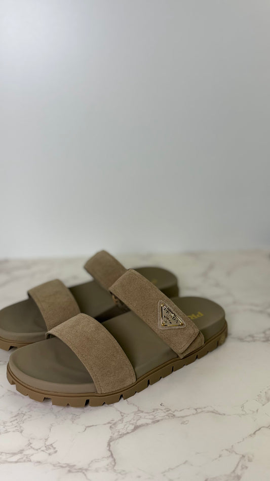 Prada dad sandal suede