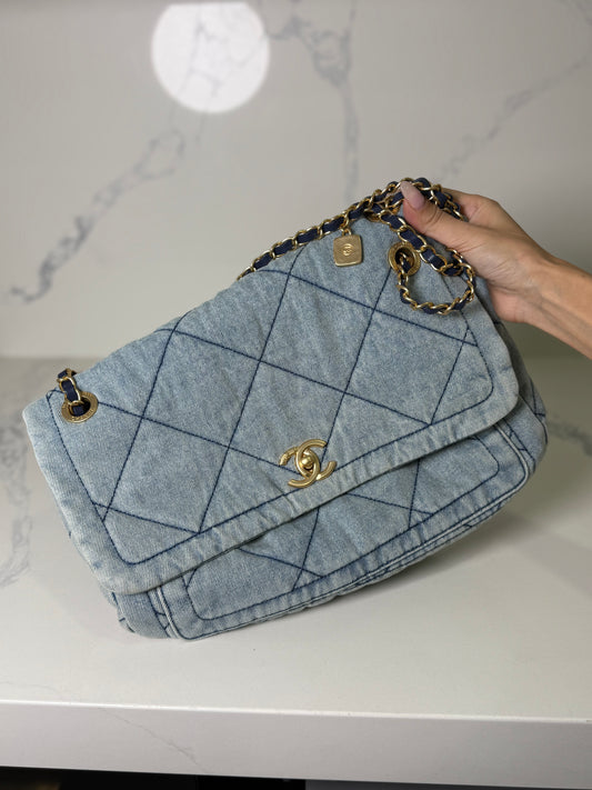 Vintage denim cc flap