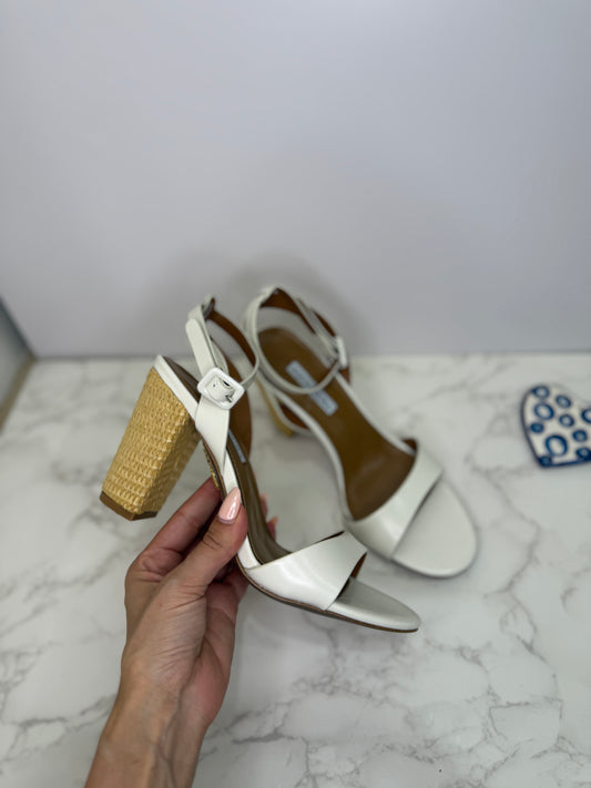 Aqua raffia heel