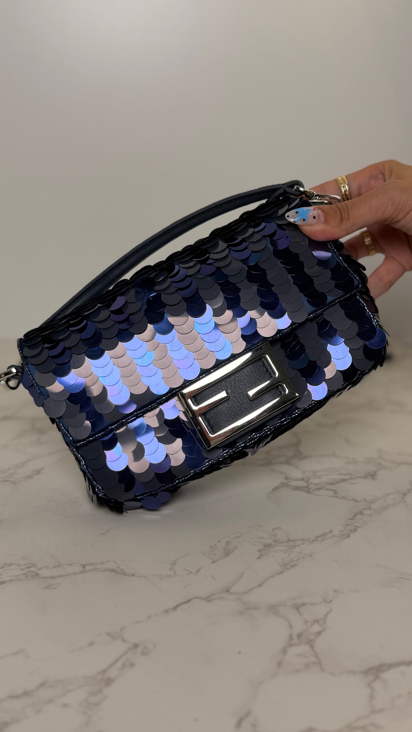 Sequin fendi baguette