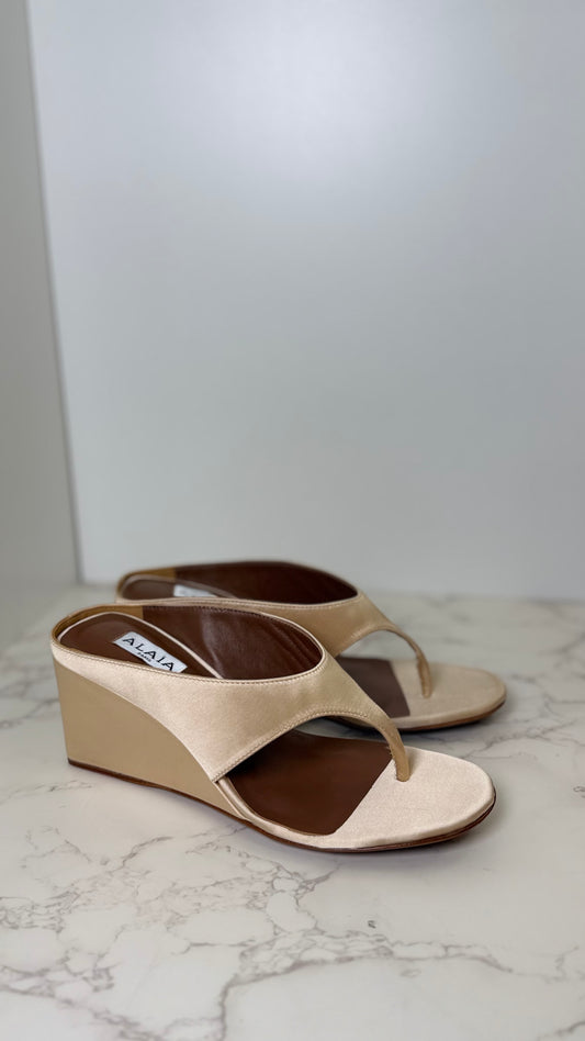 ALAIA Satin Wedge Sandal