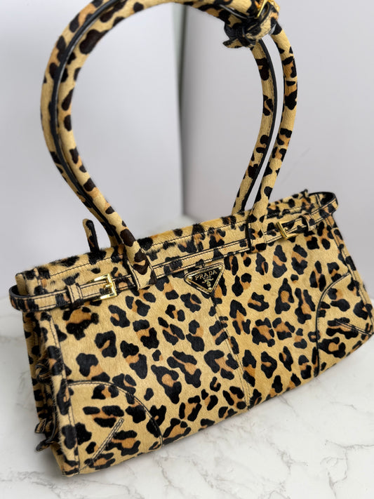 Leopard Prada pony hair east west