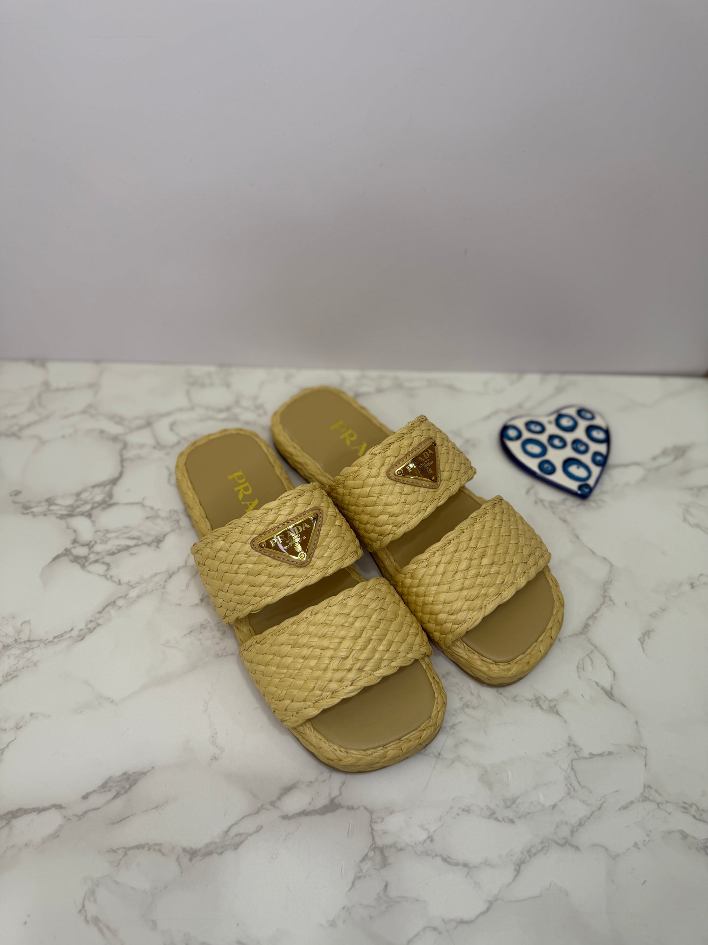 Raffia slide sandal