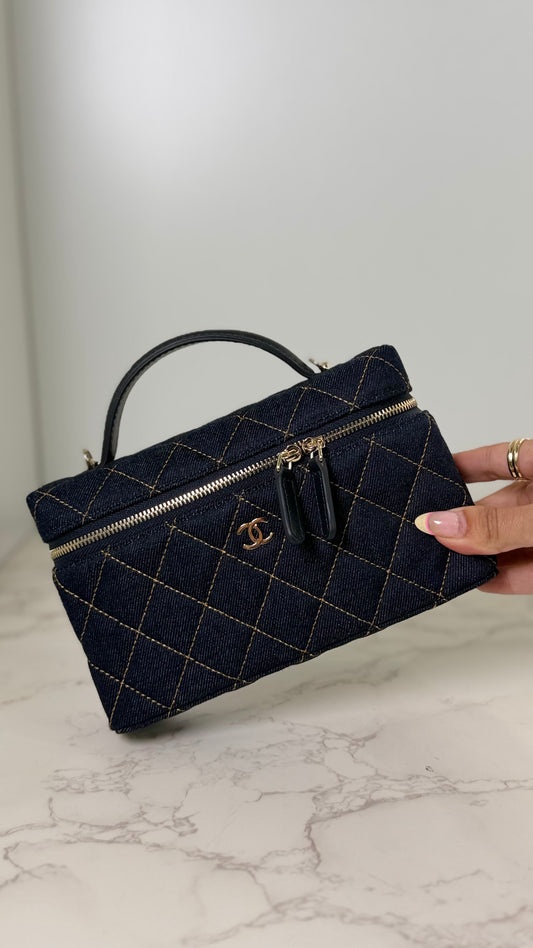 Cc Denim Vanity Top Handle